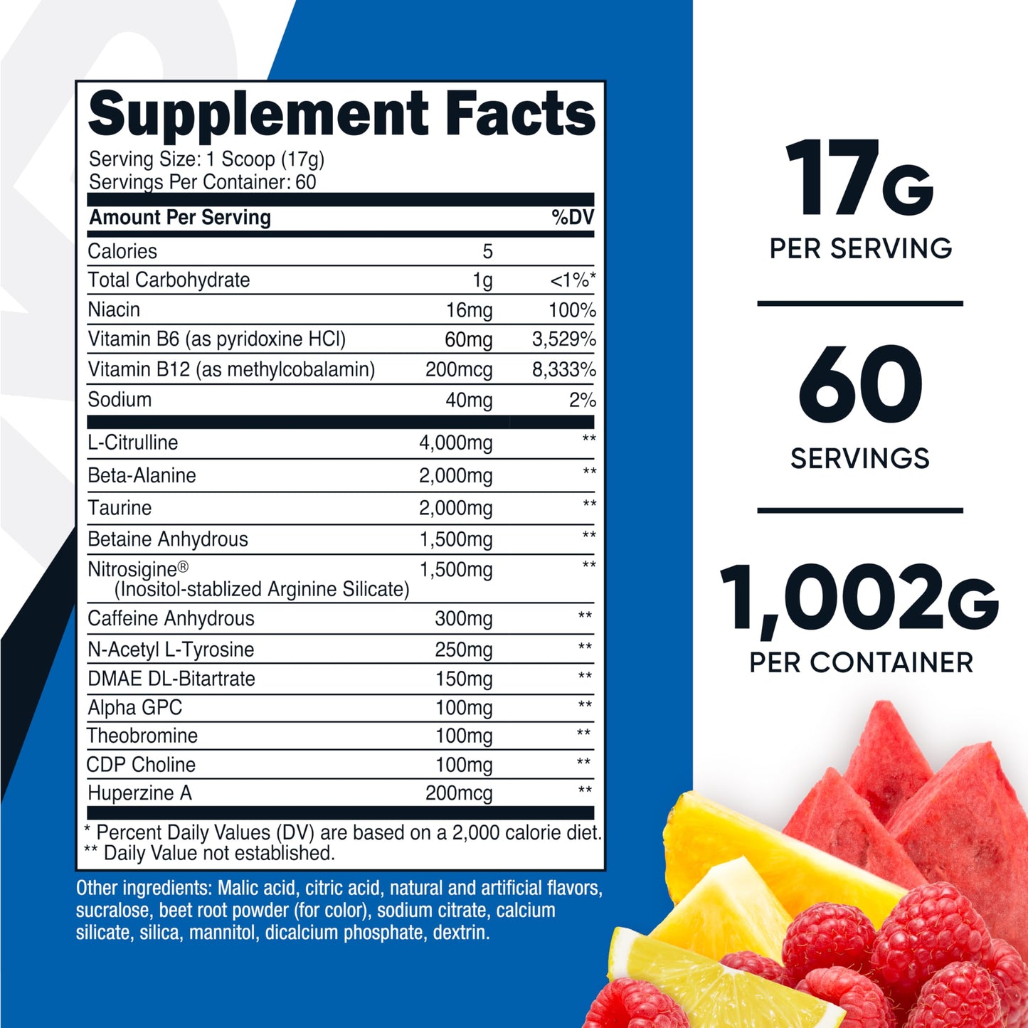 Nutricost Pre-X Xtreme Pre-Workout Complex Powder, Fruit Punch, 60 Servings, Vegetarian, Non-GMO and Gluten Free NutricostUS supplements