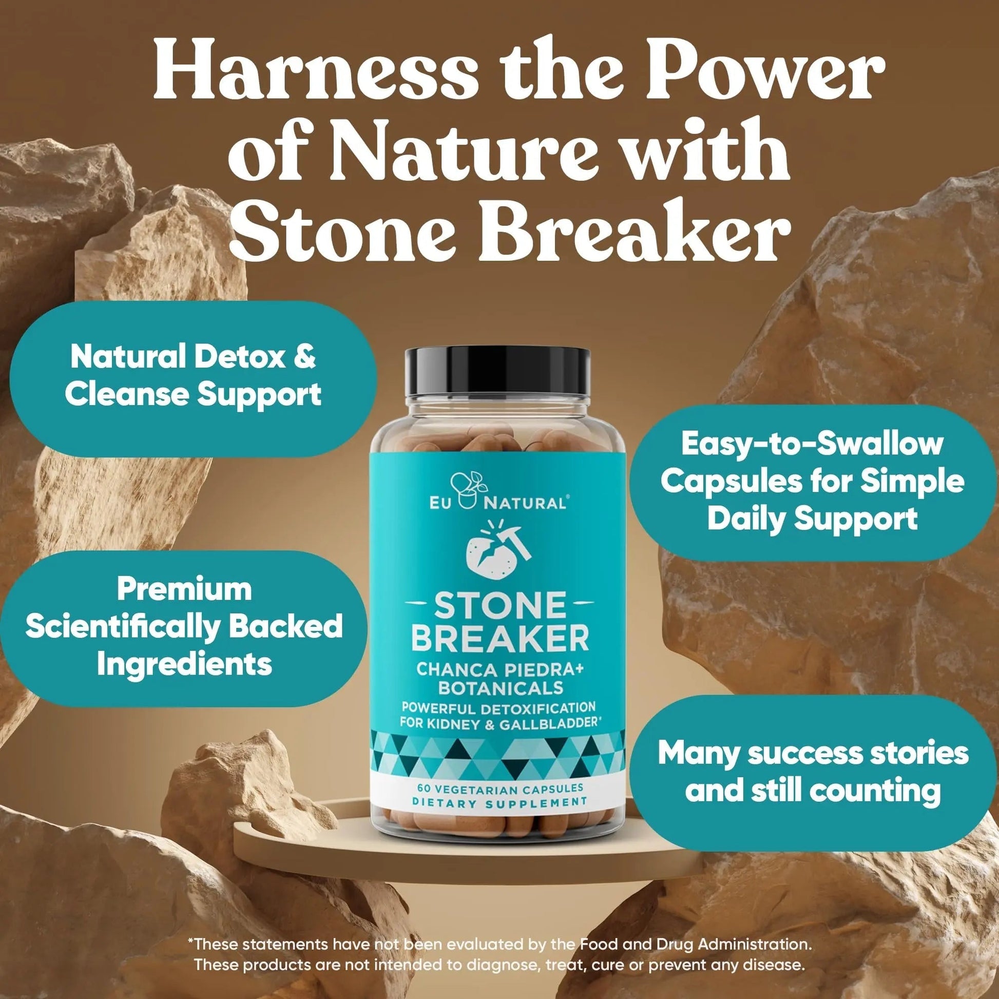 Chanca Piedra Stone Breaker - The Original Stone Breaking Formula with Celery Seed & Parsley - Supports Kidney, Gallbladder & Urinary Tract Cleansing to Help Flush Impurities - 60 Vegetarian Capsules Eu NaturalAu supplements