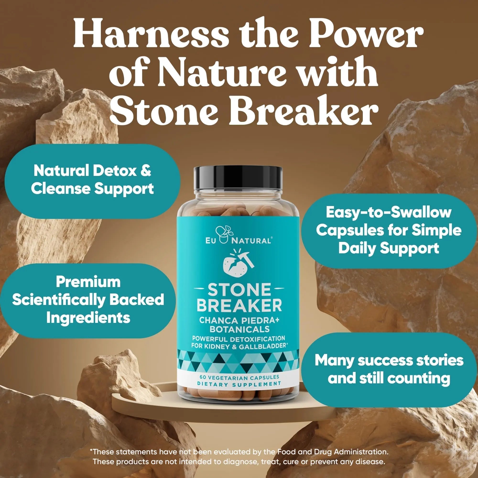 Chanca Piedra Stone Breaker - The Original Stone Breaking Formula with Celery Seed & Parsley - Supports Kidney, Gallbladder & Urinary Tract Cleansing to Help Flush Impurities - 60 Vegetarian Capsules Eu NaturalAu supplements