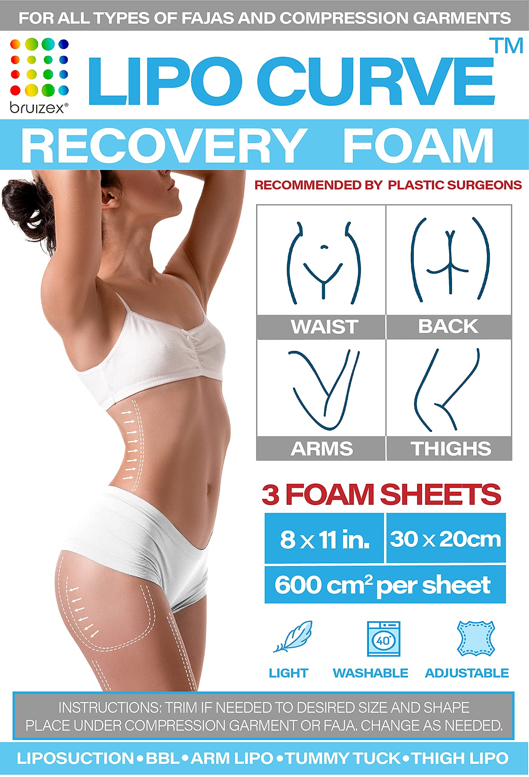 Arnica Montana Bruising & Swelling Cream & LipoCurve Foam Post Surgery Pads Bundle, for Liposuction Post Surgery Recovery & Lymphatic Drainage BruizexAu supplements
