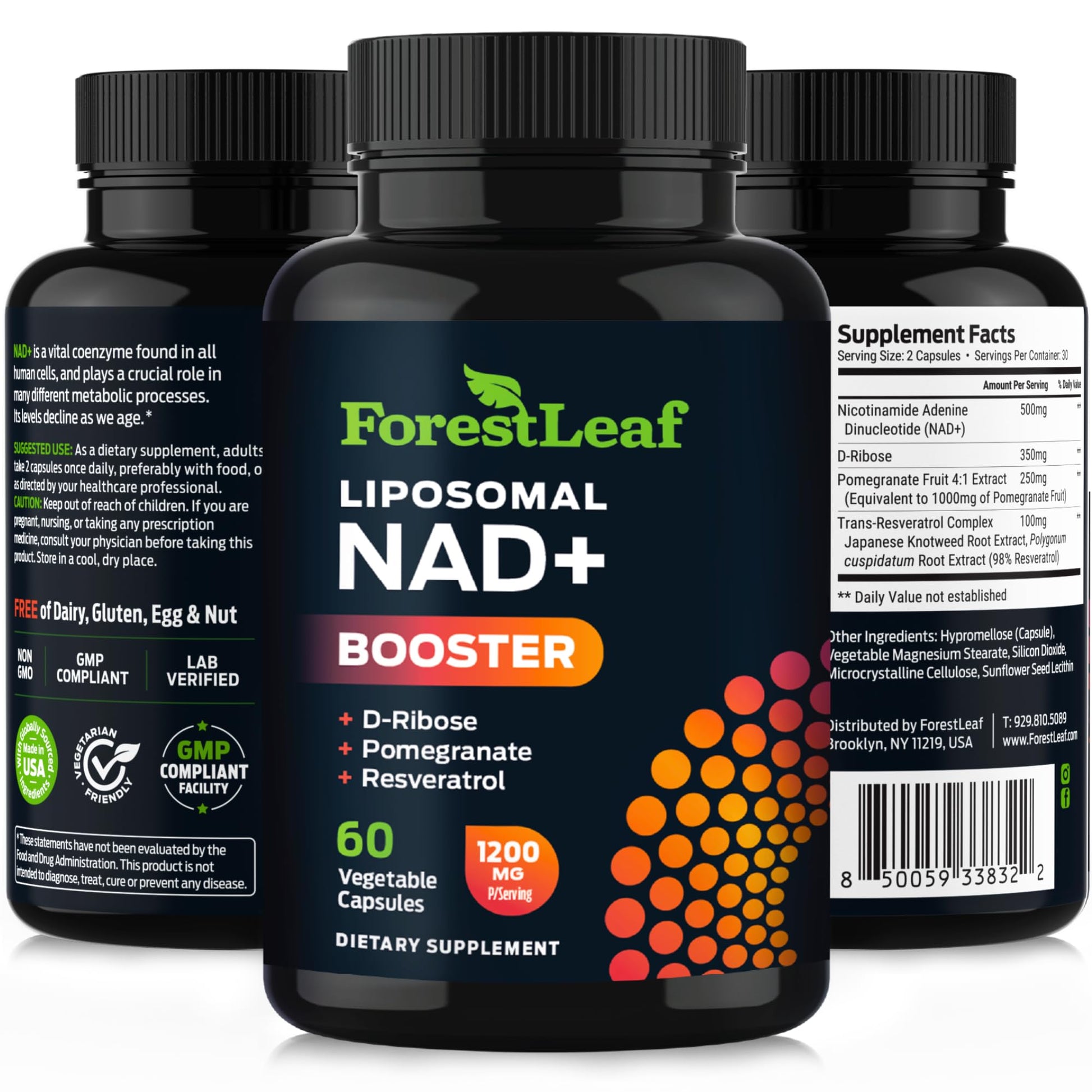 ForestLeaf NAD Resveratrol Capsules, Liposomal NAD Supplement for Women and Men with D-Ribose and Pomegranate, NAD+ for Energy, Focus and Anti-Aging Support, NMN Supplement Alternative (60 Caps) ForestLeafAu supplements