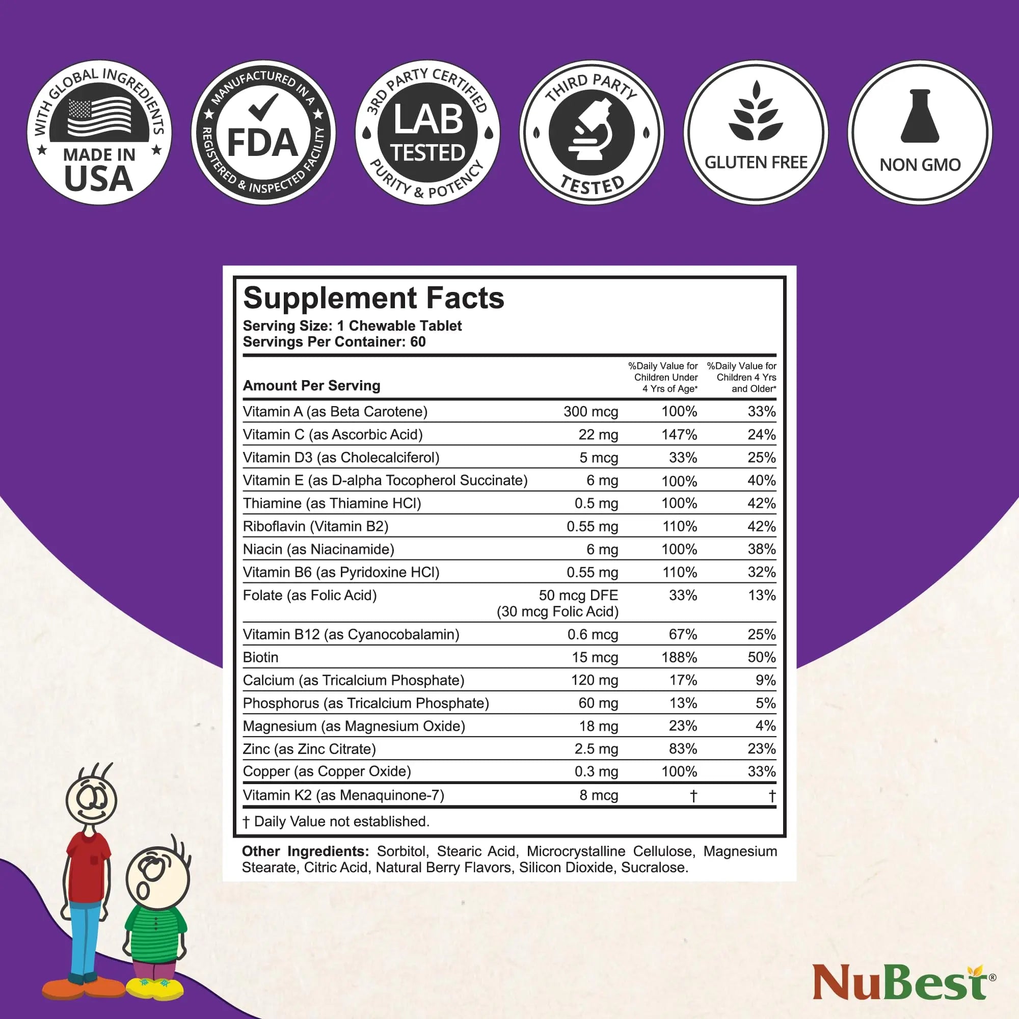 NuBest Tall Kids - Multivitamins & Minerals for Age 2 to 9 - Bone Strength & Immunity Support - Helps Kids, Toddlers Healthy NuBestAu supplements