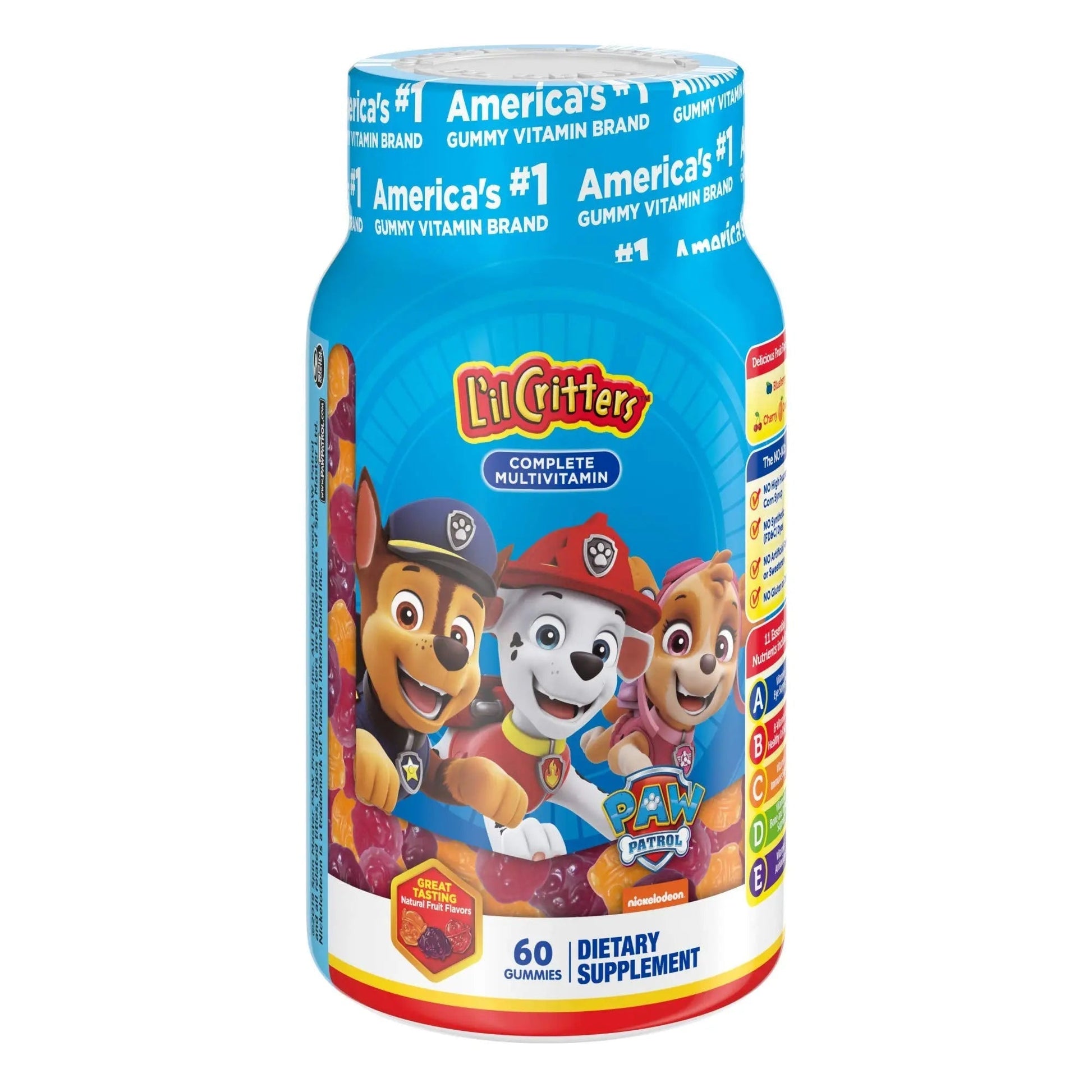 L'il Critters Paw Patrol Gummy Vites Daily Gummy Multivitamin for Kids, 60 Gummies and Pampers Baby Clean Wipes, 1 Flip-Top Pack (72 Wipes) Lil CrittersAu supplements