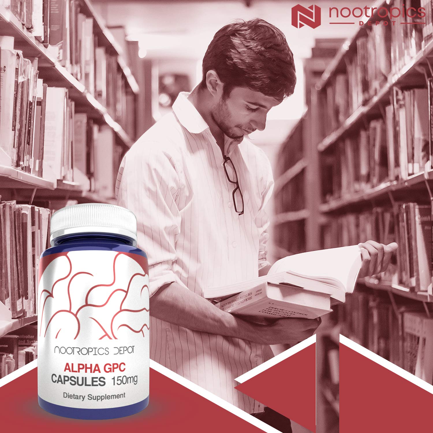 Nootropics Depot Alpha GPC Capsules | 150mg | 60 Count | Choline Supplement | Brain Health Supplement | Supports Healthy Brain Function | Enhance Cognition, Memory + Focus Nootropics DepotAu supplements