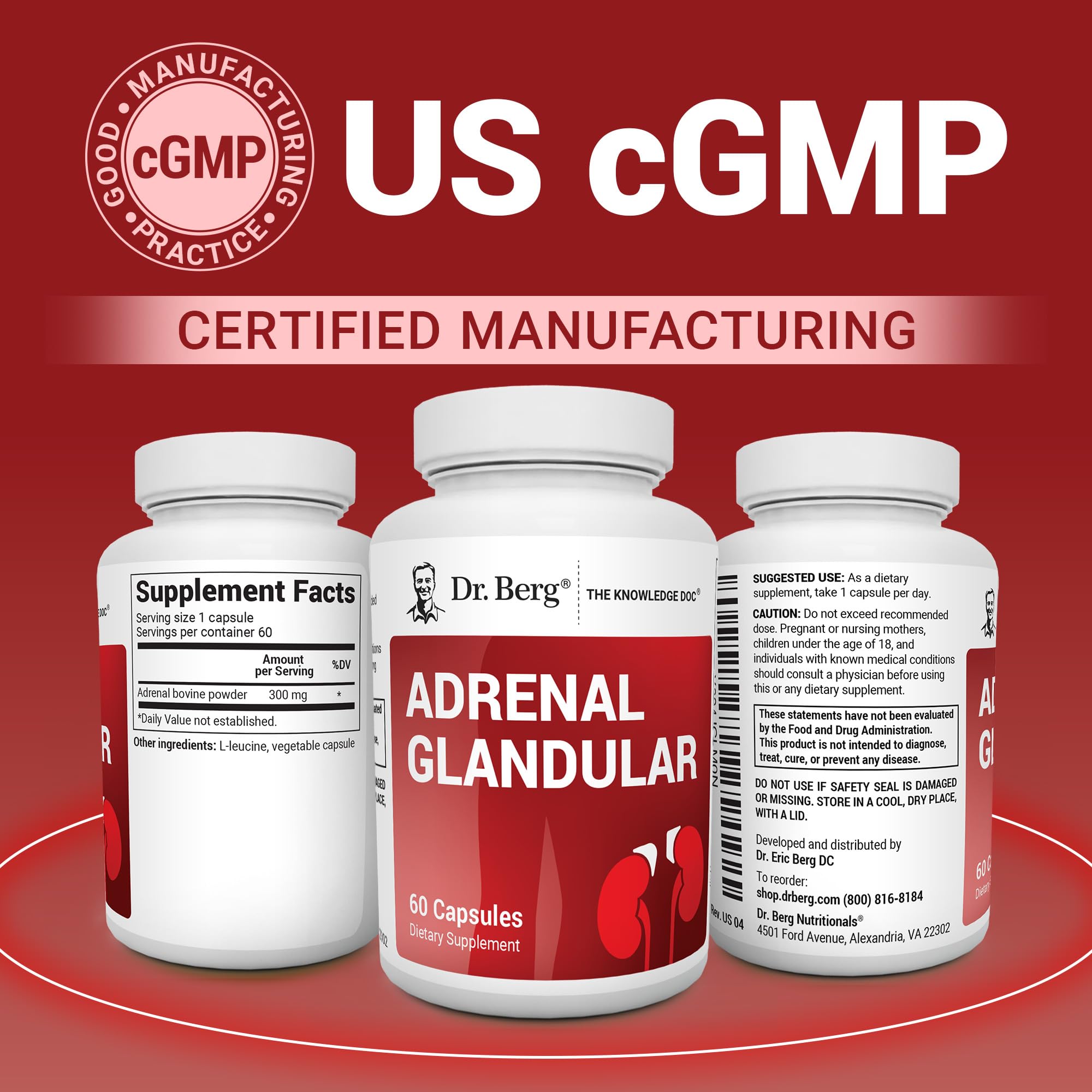 Dr. Berg Adrenal Glandular - Hormone Balance Formula That Supports Healthy Adrenal Function - Adrenal Support Supplement - 60 Capsules Dr. Berg NutritionalsAu supplements