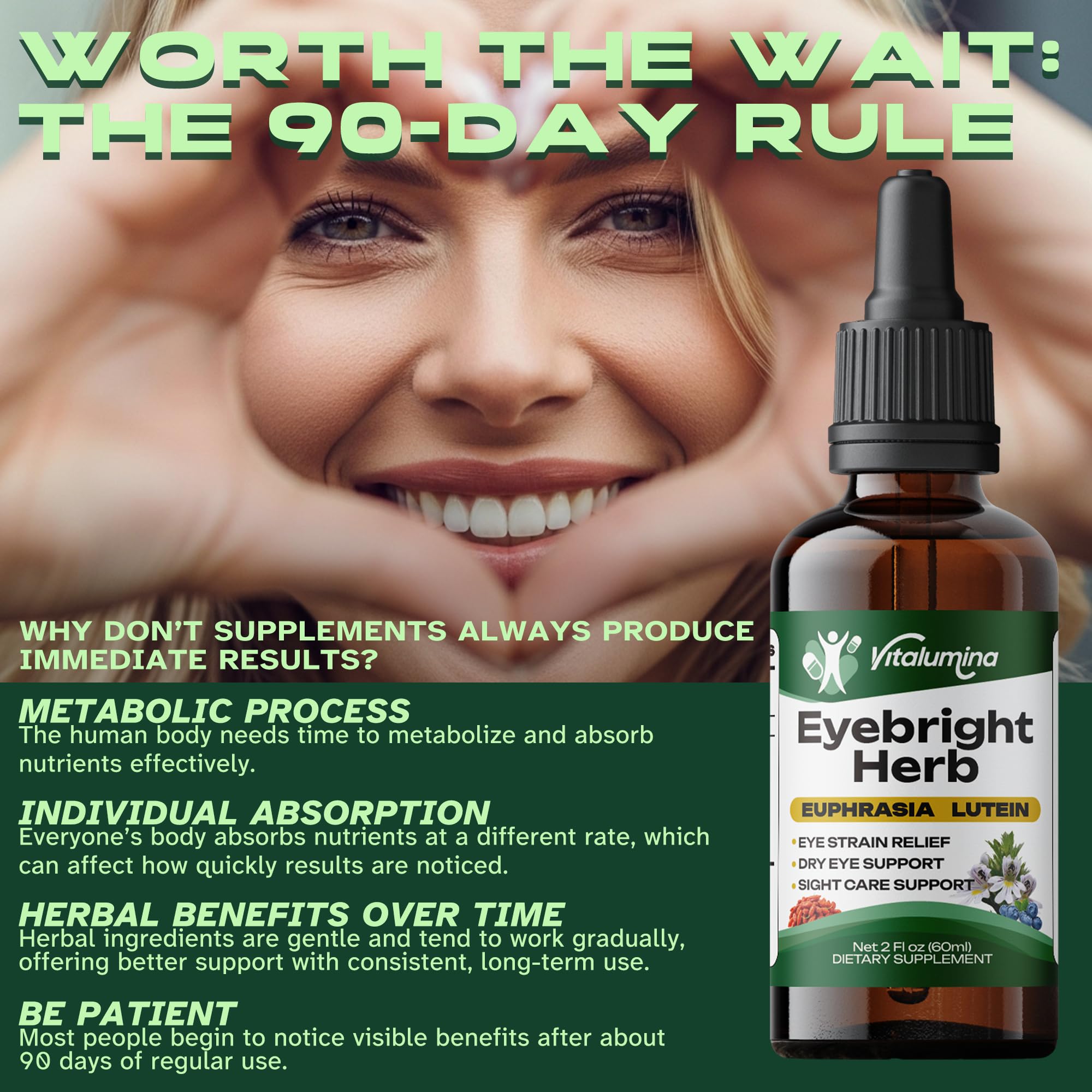 Vitalumina Eyebright Herbal Liquid with Organic Euphrasia, Lutein, Bilberry, Blueberry & Goji – Plant-Based Vegan Supplement for Adults – 4 fl oz VitaluminaAu supplements