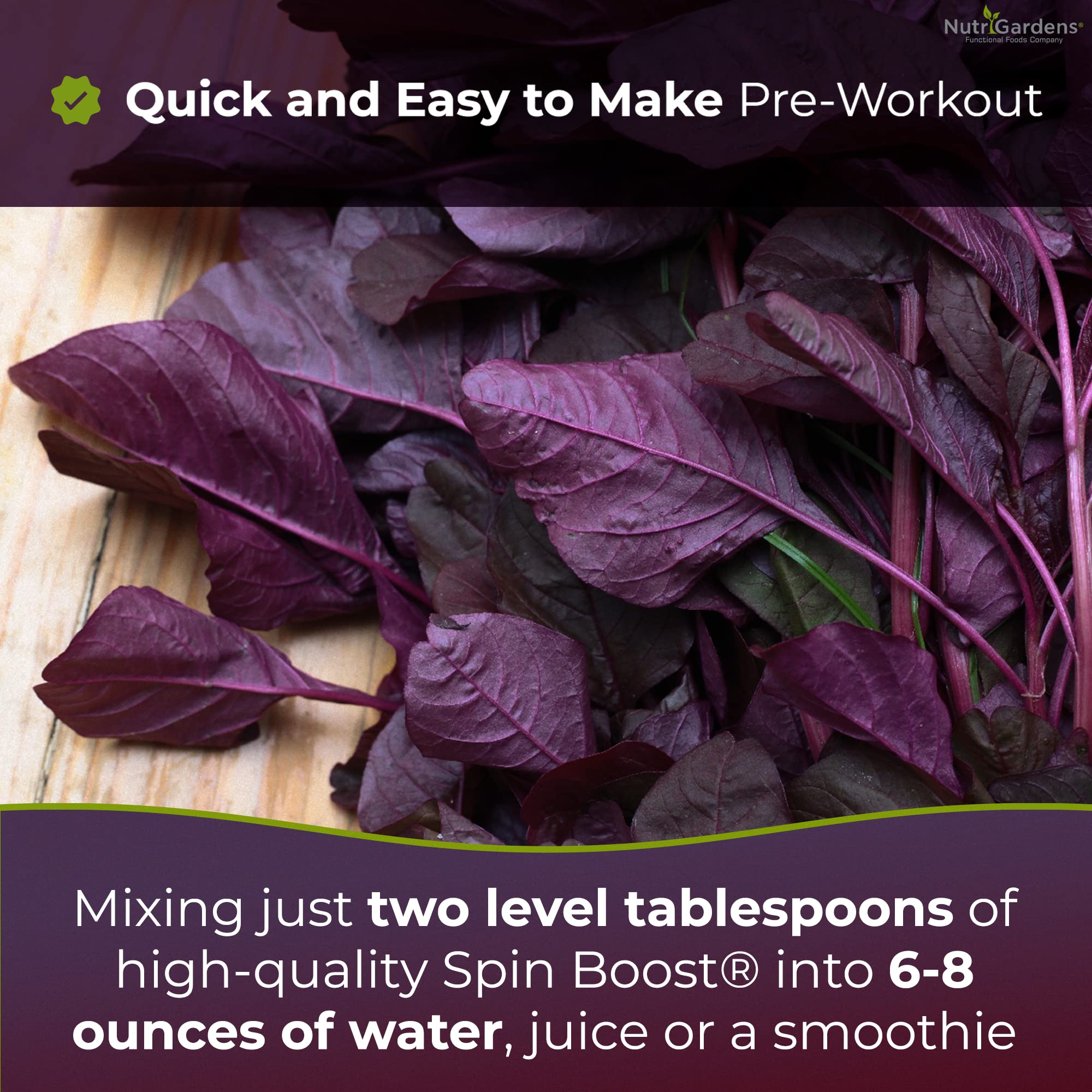 Nutrigardens Spin Boost Nitric Oxide Red Spinach Nitrate Pre-Workout Powder Concentrated NutrigardensAu supplements
