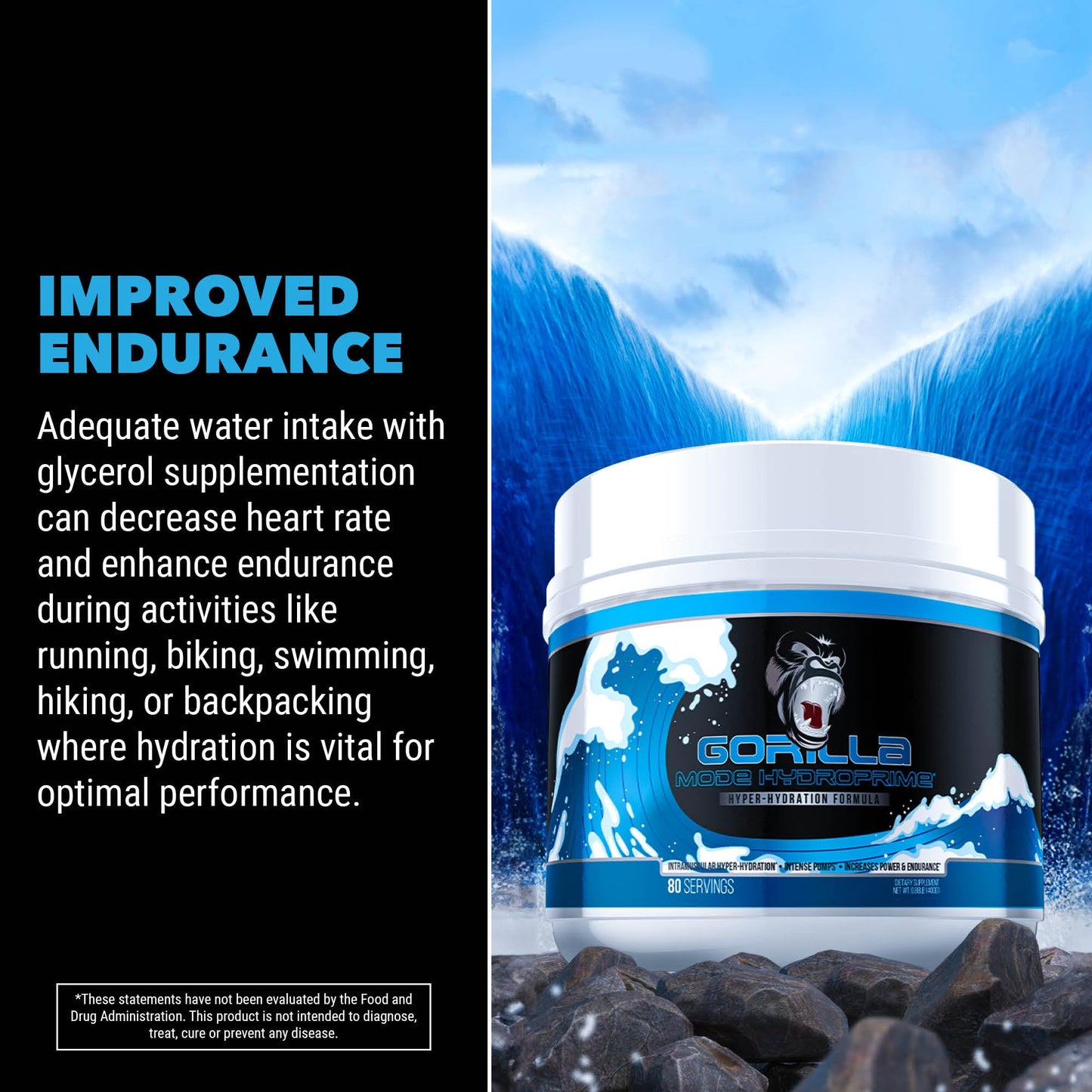 Gorilla Mind Hydroprime Glycerol Pre-Workout - Hydrating Pre-Workout Formula for Intense Gorilla MindUS supplements