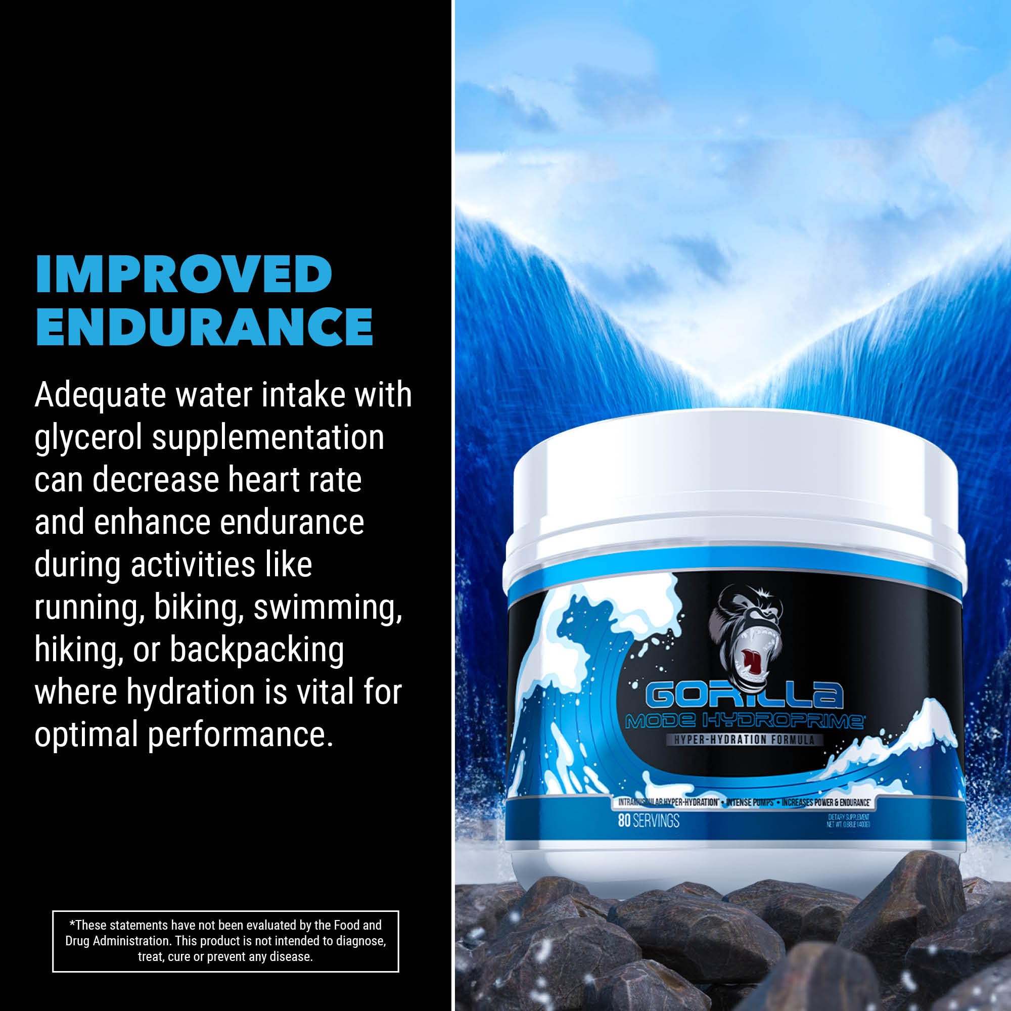 Gorilla Mind Hydroprime Glycerol Pre-Workout - Hydrating Pre-Workout Formula for Intense Gorilla MindAu supplements