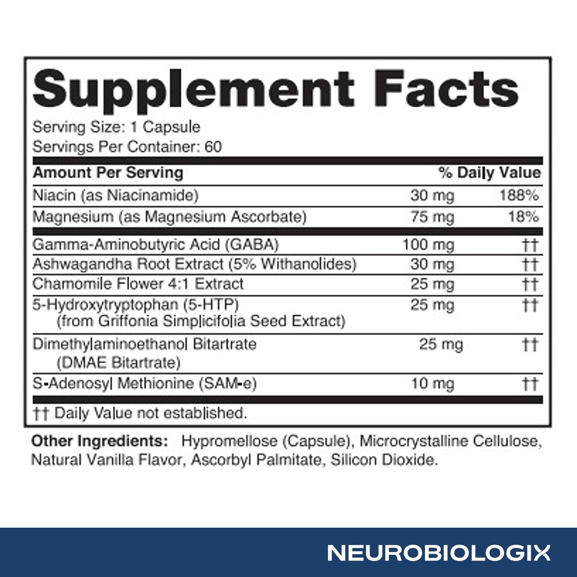 Neurobiologix Mood Plus for Men and Women, Mood & Stress Support Supplement with GABA, 5-HTP, Ashwagandha, Magnesium & Chamomile for Emotional Balance, Relaxation & Serotonin Support, 60 Capsules NeurobiologixAu supplements