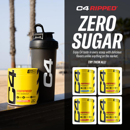 Cellucor C4 Ripped Pre Workout Powder ICY Blue Razz | Creatine Free + Sugar Free CellucorUS supplements