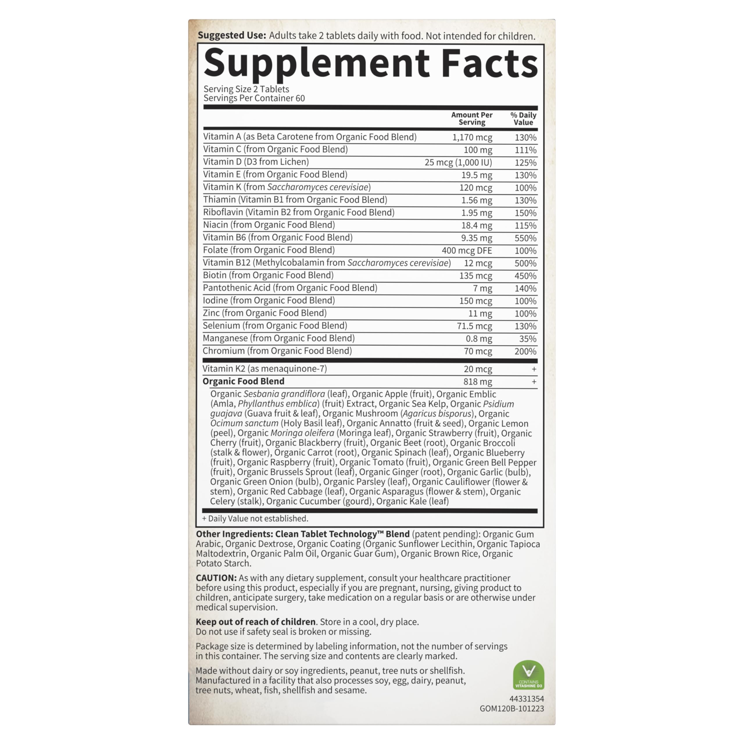 Garden of Life Organics Whole Food Multivitamin for Men, 120 Tablets, Vegan Mens Vitamins and Minerals for Health and Well-Being, Certified Organic Vegan Multi Garden of LifeAu supplements
