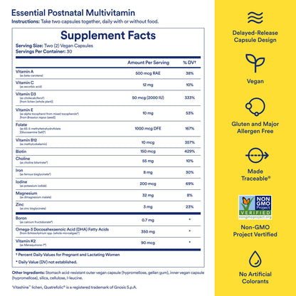 Ritual Essential for Women Postnatal Multivitamin - Postpartum Vitamin - Omega-3 DHA & Choline for Lactation Support, Vitamin A, C, D3 & Zinc RitualUS supplements