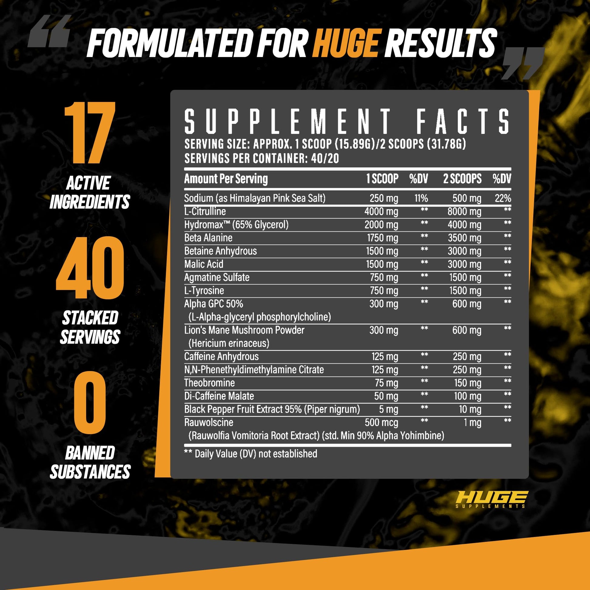 Huge Supplements Wrecked Pre-Workout, 30G+ Ingredients Per Serving to Boost Energy Huge SupplementsAu supplements