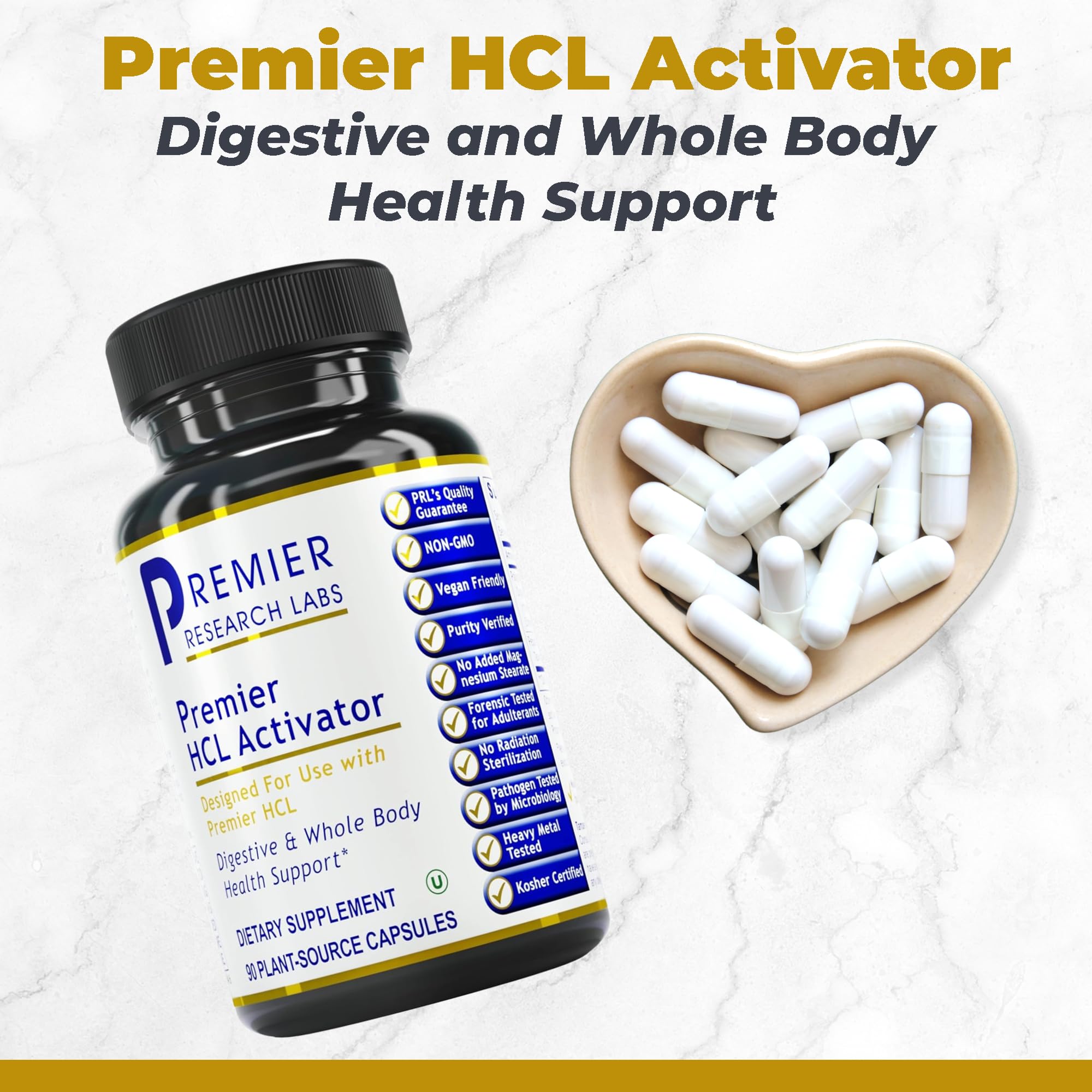 Premier Research Labs Premier HCL Activator - Pepsin Digestive Enzymes Supplement for Optimal Digestive Function for Men & Women, Low Stomach Acid, Nutrient Absorption - 90 Vegetarian Capsules Premier Research LabsAu supplements