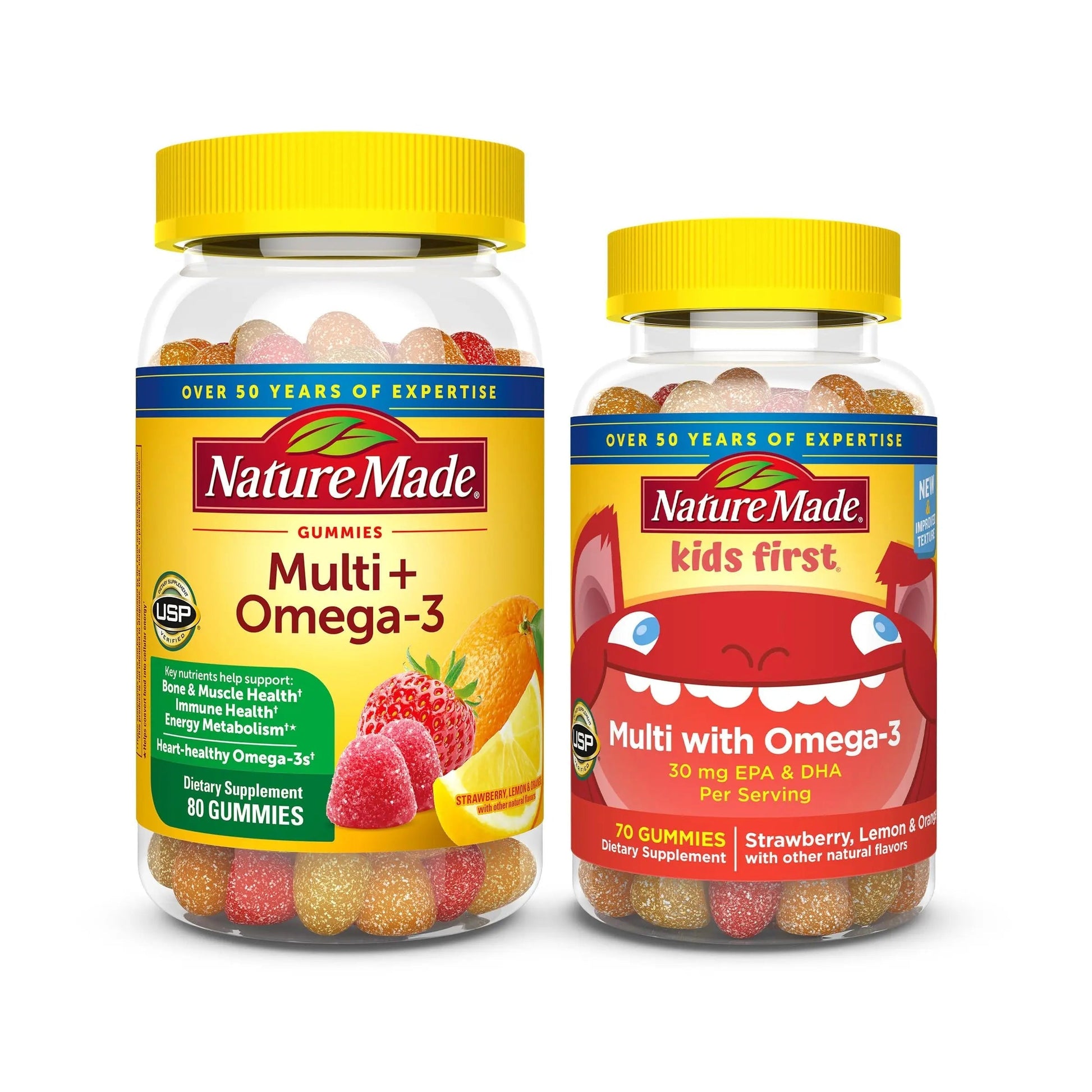 Nature Made Adult & Kids Multivitamin Gummies Combo Pack, Multis with Vitamin C, Vitamin D3, B Vitamins, Zinc, Omega 3 Fish Oil & More Nature MadeAu supplements