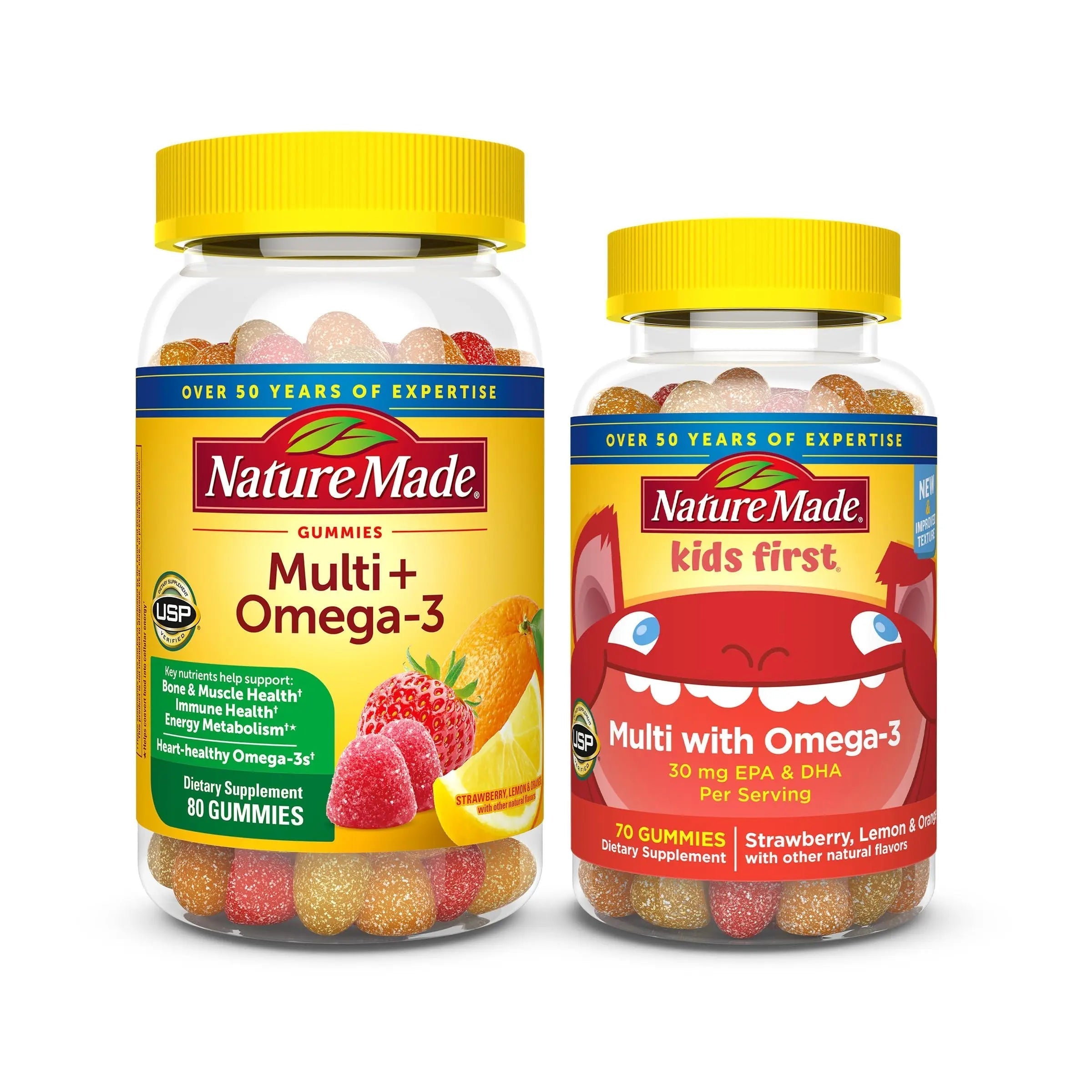 Nature Made Adult & Kids Multivitamin Gummies Combo Pack, Multis with Vitamin C, Vitamin D3, B Vitamins, Zinc, Omega 3 Fish Oil & More Nature MadeAu supplements