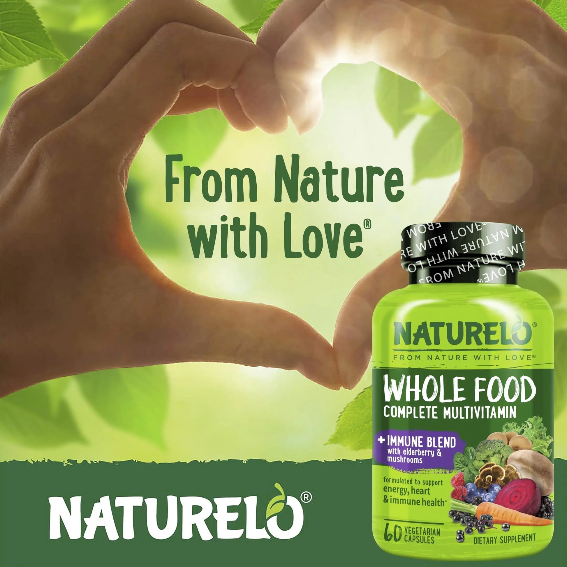 NATURELO Whole Food Multivitamin + Immune Blend with Elderberry & Mushrooms - Complete Multivitamin with Extra Immune Support NATURELOAu supplements