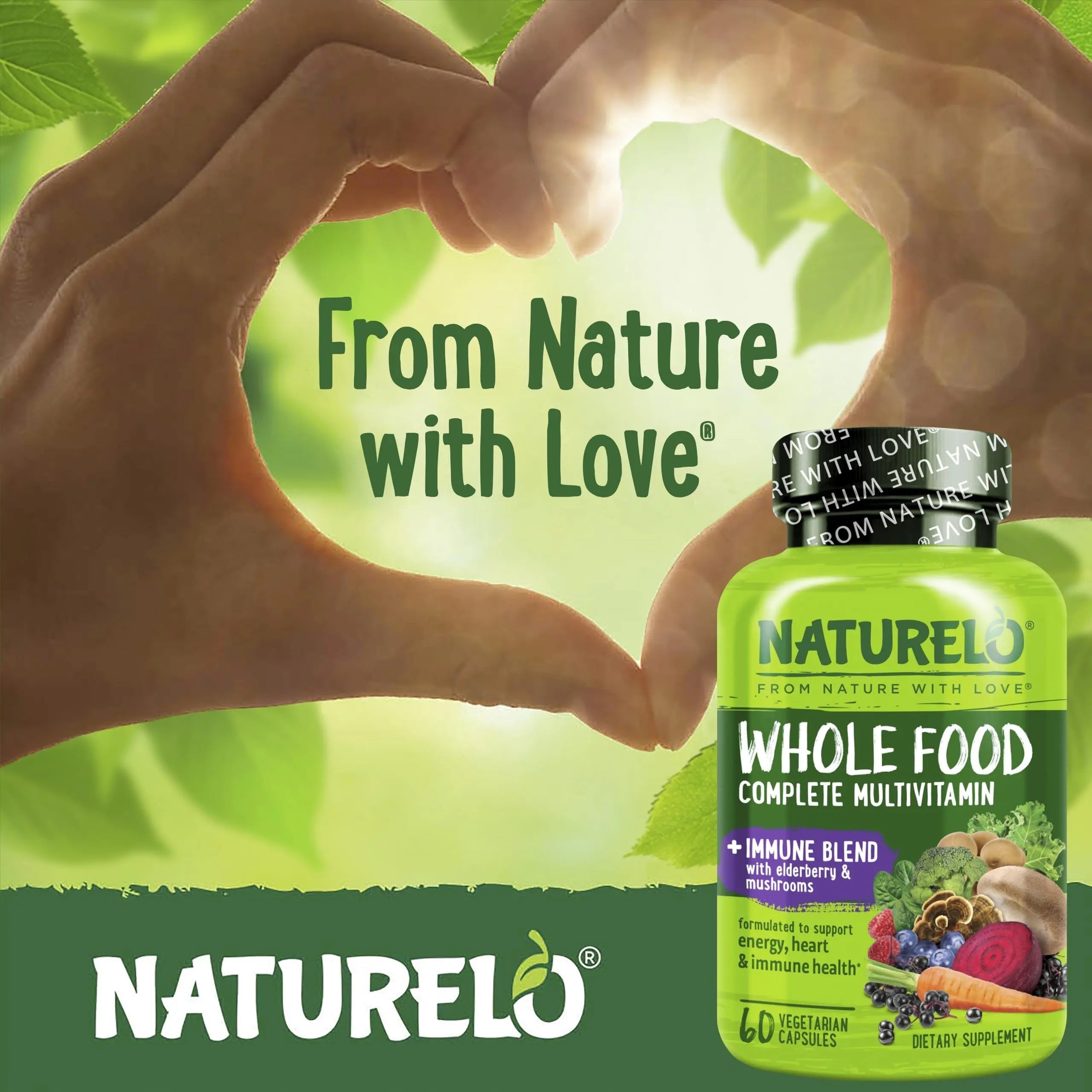NATURELO Whole Food Multivitamin + Immune Blend with Elderberry & Mushrooms - Complete Multivitamin with Extra Immune Support NATURELOAu supplements
