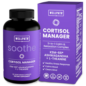 WellPath Soothe Cortisol Manager - Cortisol Supplements for Women with KSM-66® Ashwagandha & L-Theanine - Stress Support, Detox - 11-in-1 Complex, Vegan, Made in USA, Non-GMO, 60 Ct WellPathAu supplements