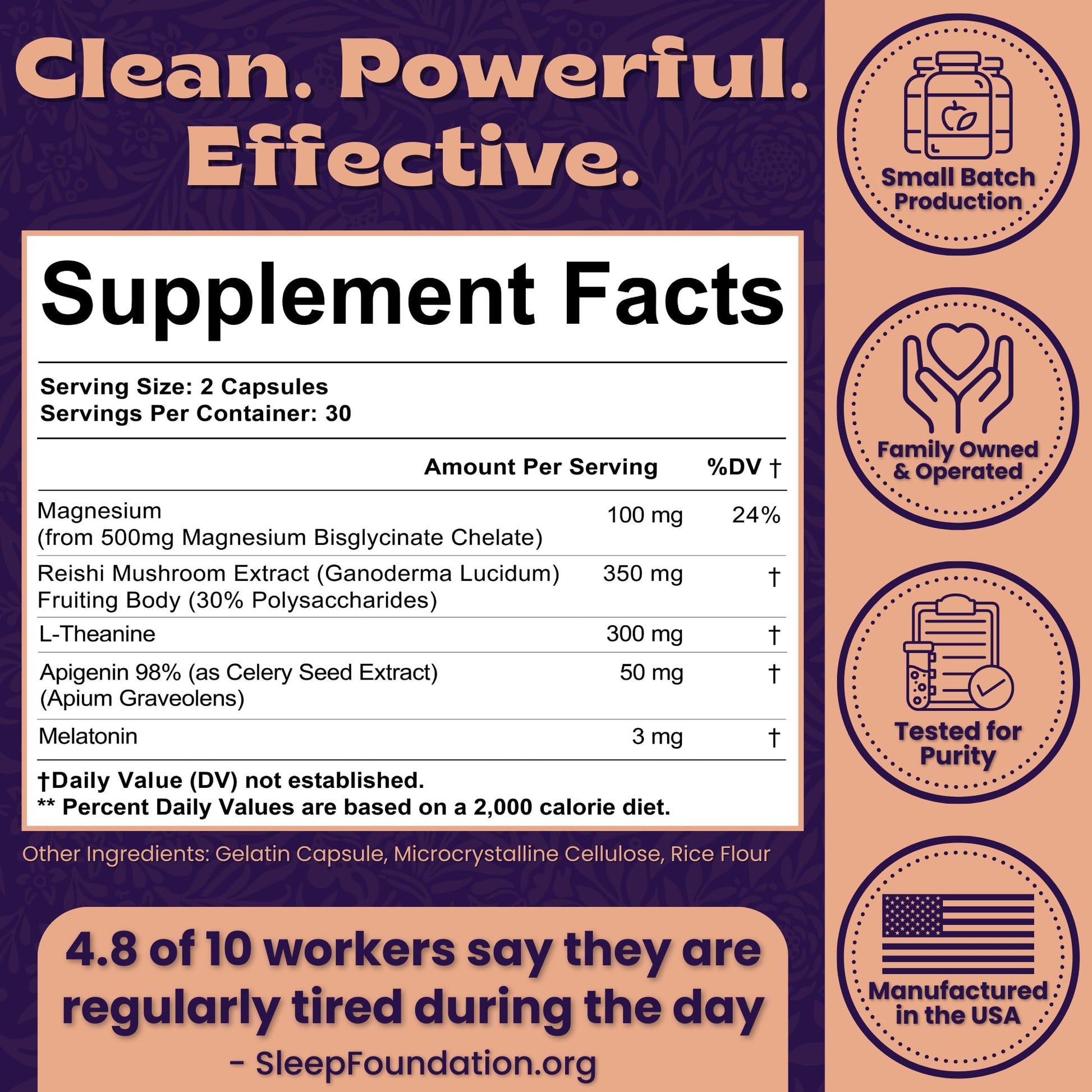 Local Nutrition Natural Sleep Aid with Magnesium Glycinate, Reishi Mushroom Extract, L-Theanine, Apigenin, and Melatonin - Sleep Supplement for Adults Seeking Deep Rest - 60 Capsules, Made in The USA Local NutritionAu supplements