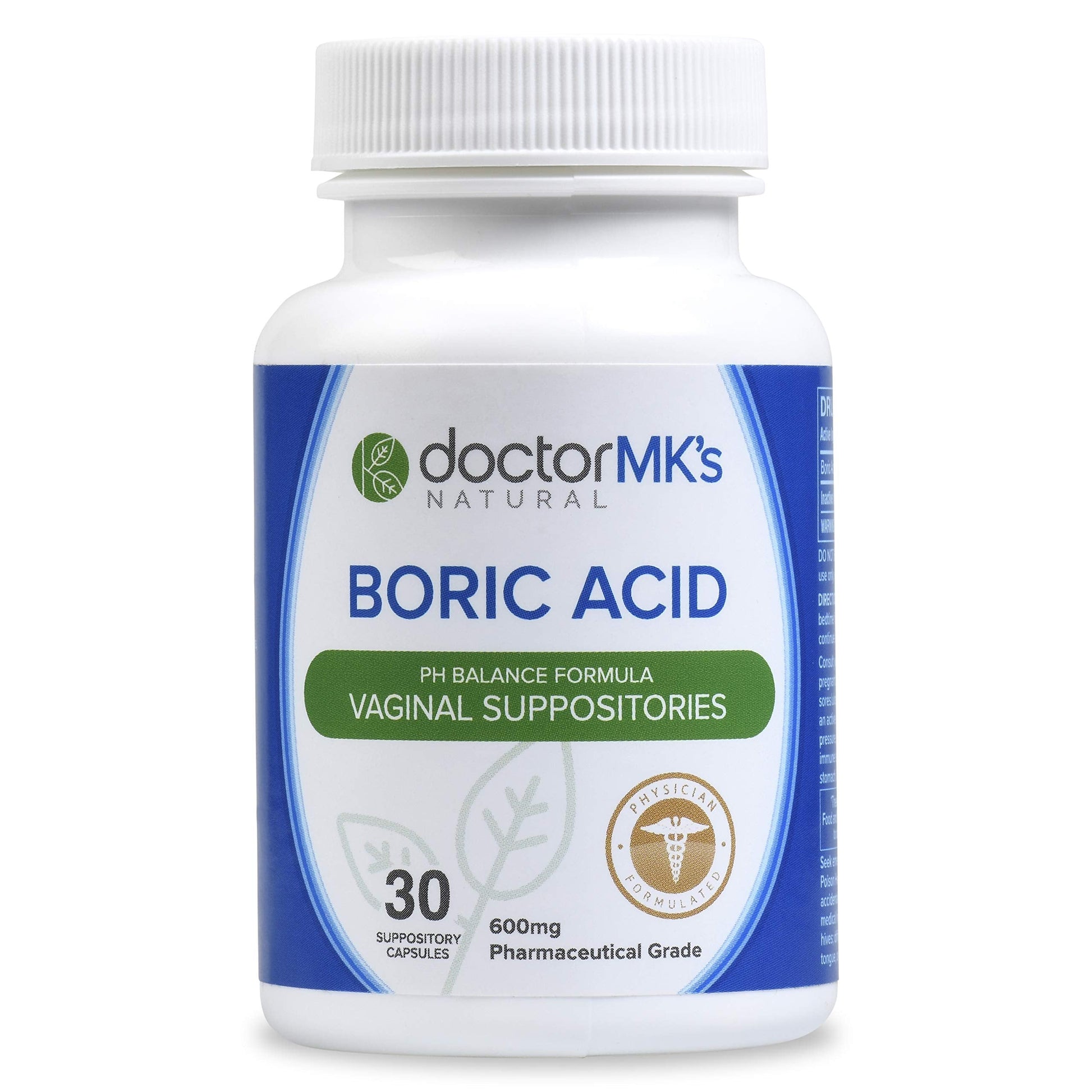doctor MK's NATURAL Boric Acid Suppositories (600mg) for Healthy Feminine pH Support doctor MK's NATURALAu supplements