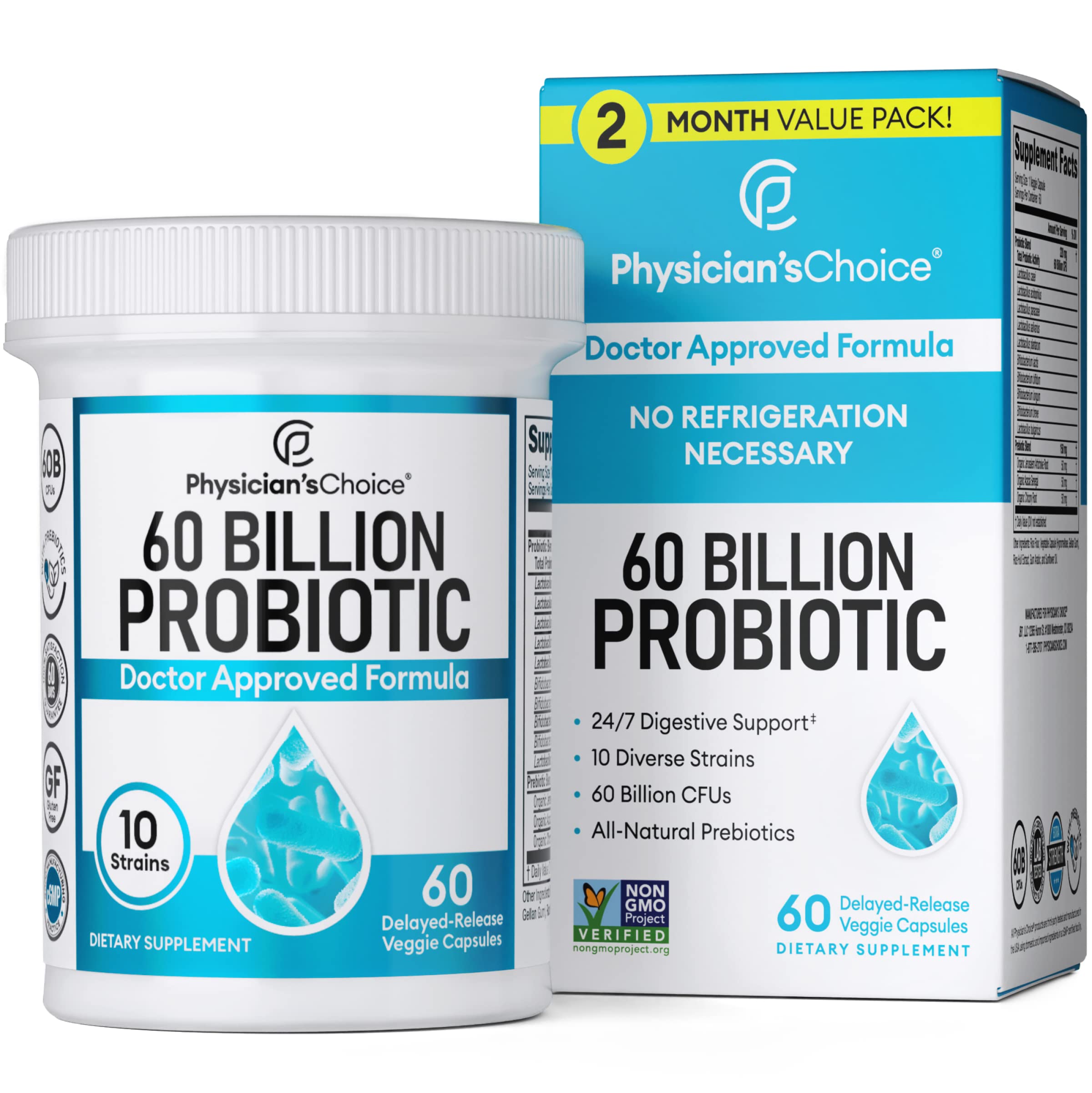 Physician's CHOICE Probiotics 60 Billion CFU - 10 Strains + Organic, 60ct Physician's CHOICEUS supplements