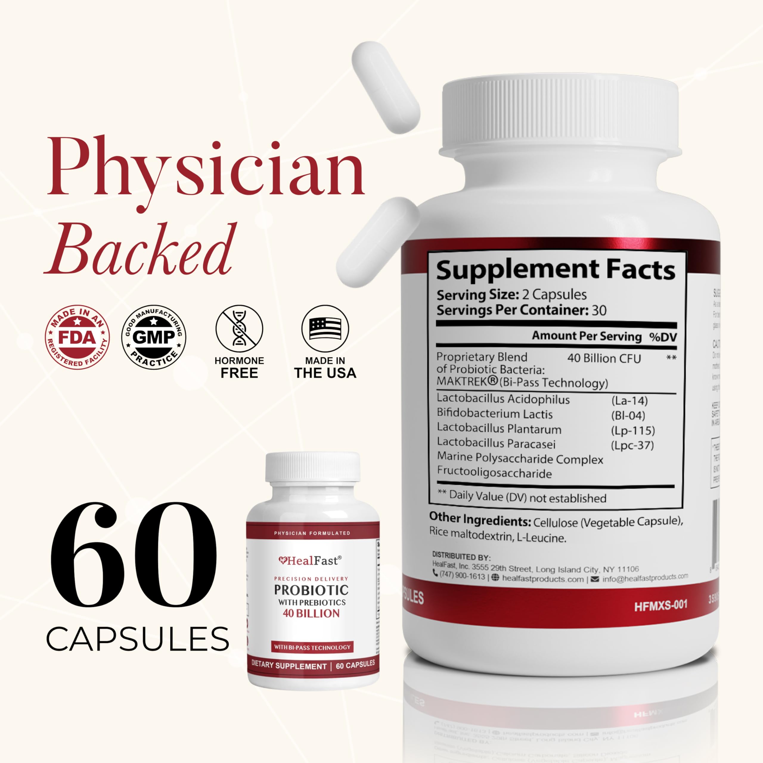 HealFast Physician Formulated Probiotic Supplement - 40 Billion CFU - Live Prebiotics and Probiotics for Men and Women - Probiotics for Gut Health - Non-GMO and Vegan - 30 Day Supply HealFastAu supplements