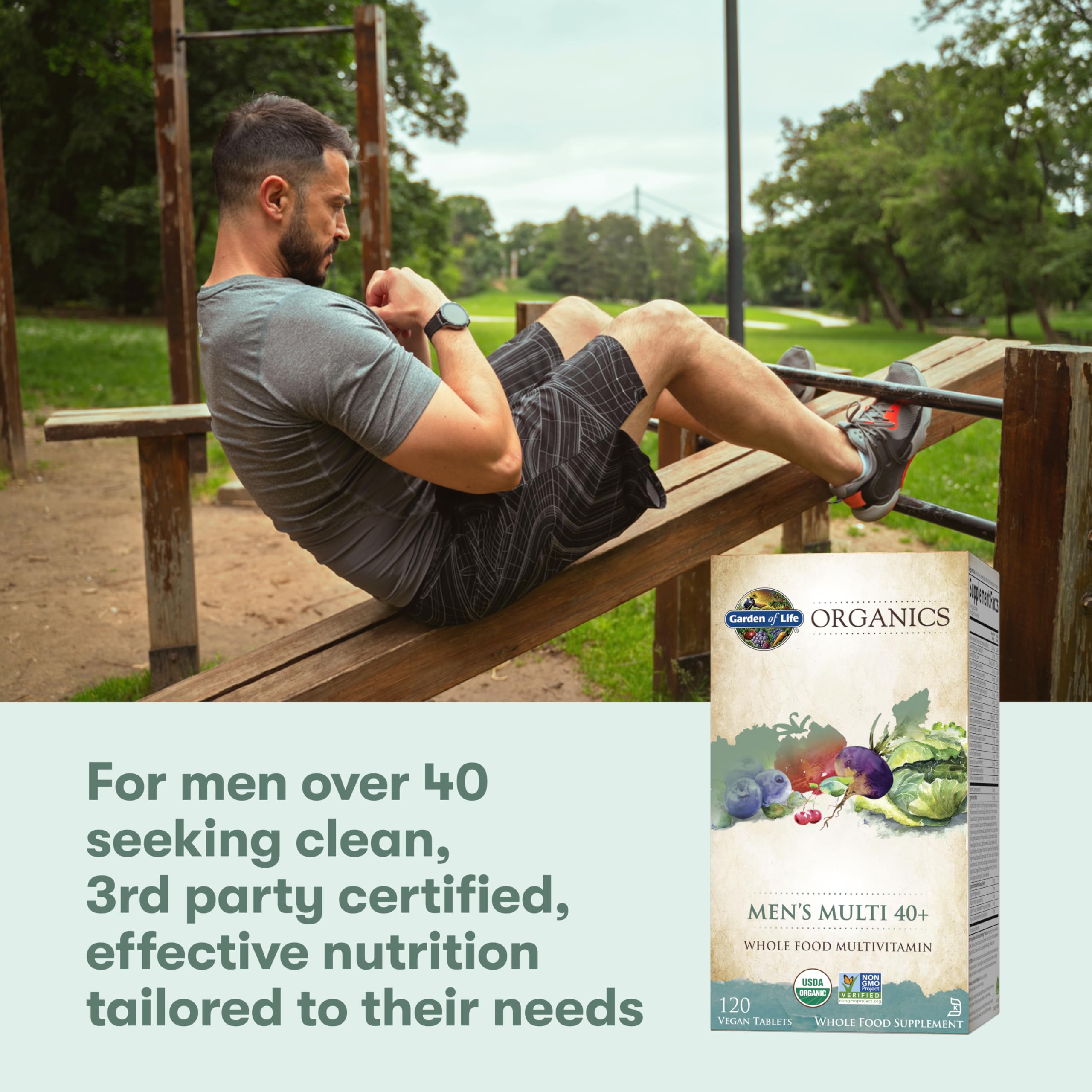 Garden of Life Organics Men's 40+ Multivitamin with Prostate Support, B12 & Vitamins – Vegan Daily Whole Food Multivitamin, Non-GMO, Certified Organic, 120 Tablets Garden of LifeAu supplements