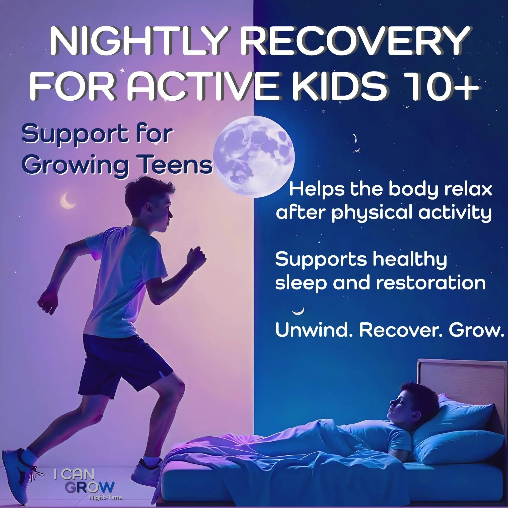 I Can Grow NightTime Kids Vitamins Multivitamin Sleep Aid | Magnesium for Kids with Magnesium Bisglycinate | Natural Calm & Recovery | FaweloAu supplements