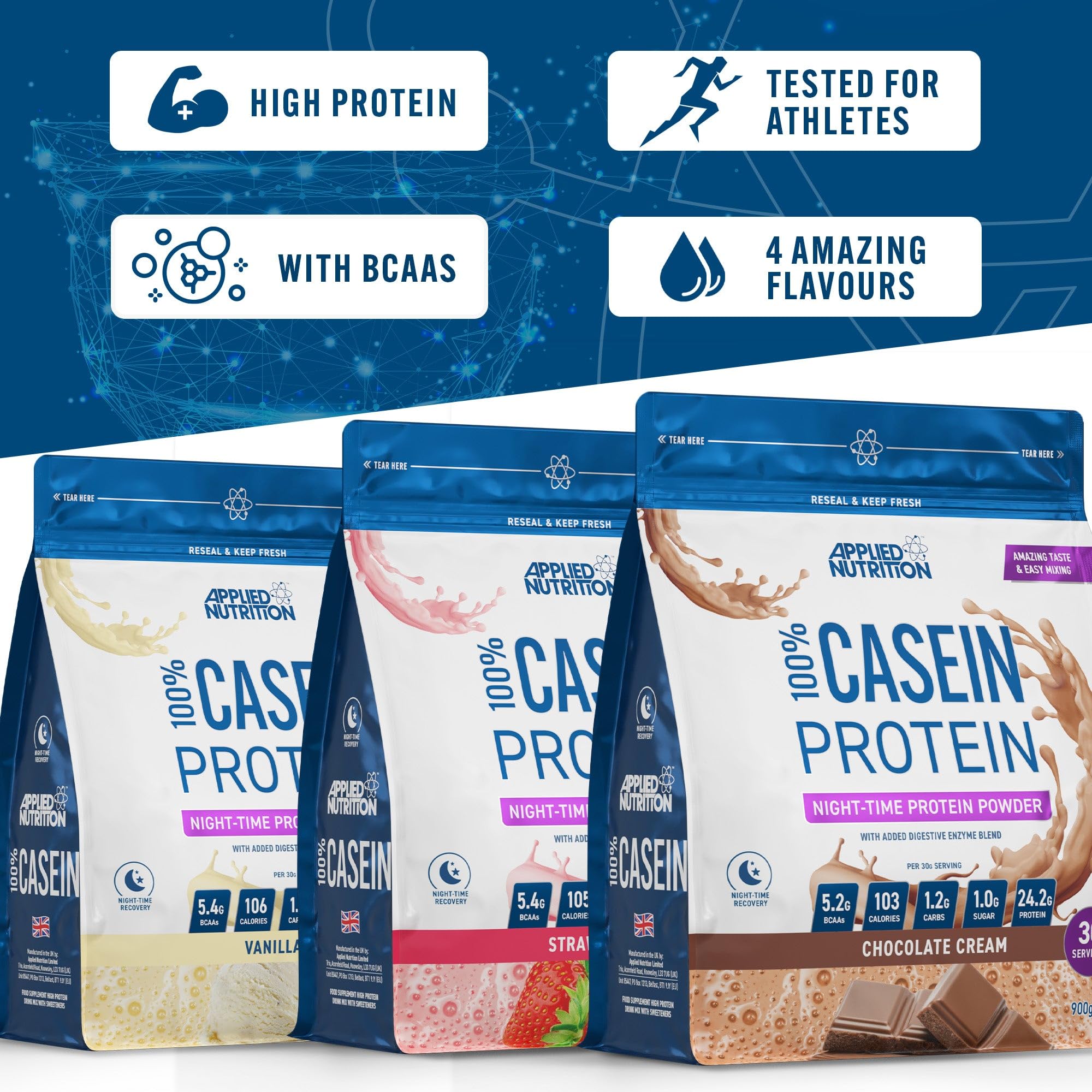 Applied Nutrition Casein Protein Powder - Micellar Casein Supplement, Slow Release Protein Applied NutritionAu supplements