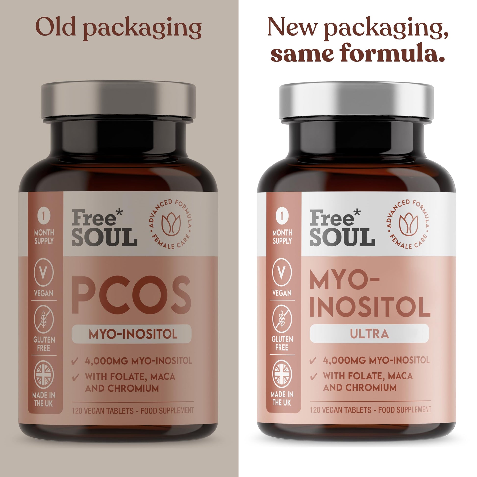 Free Soul Myo-Inositol Ultra Supplement with 4,000mg Myo-Inositol, 200ug Folate, 100ug Free SoulUS supplements