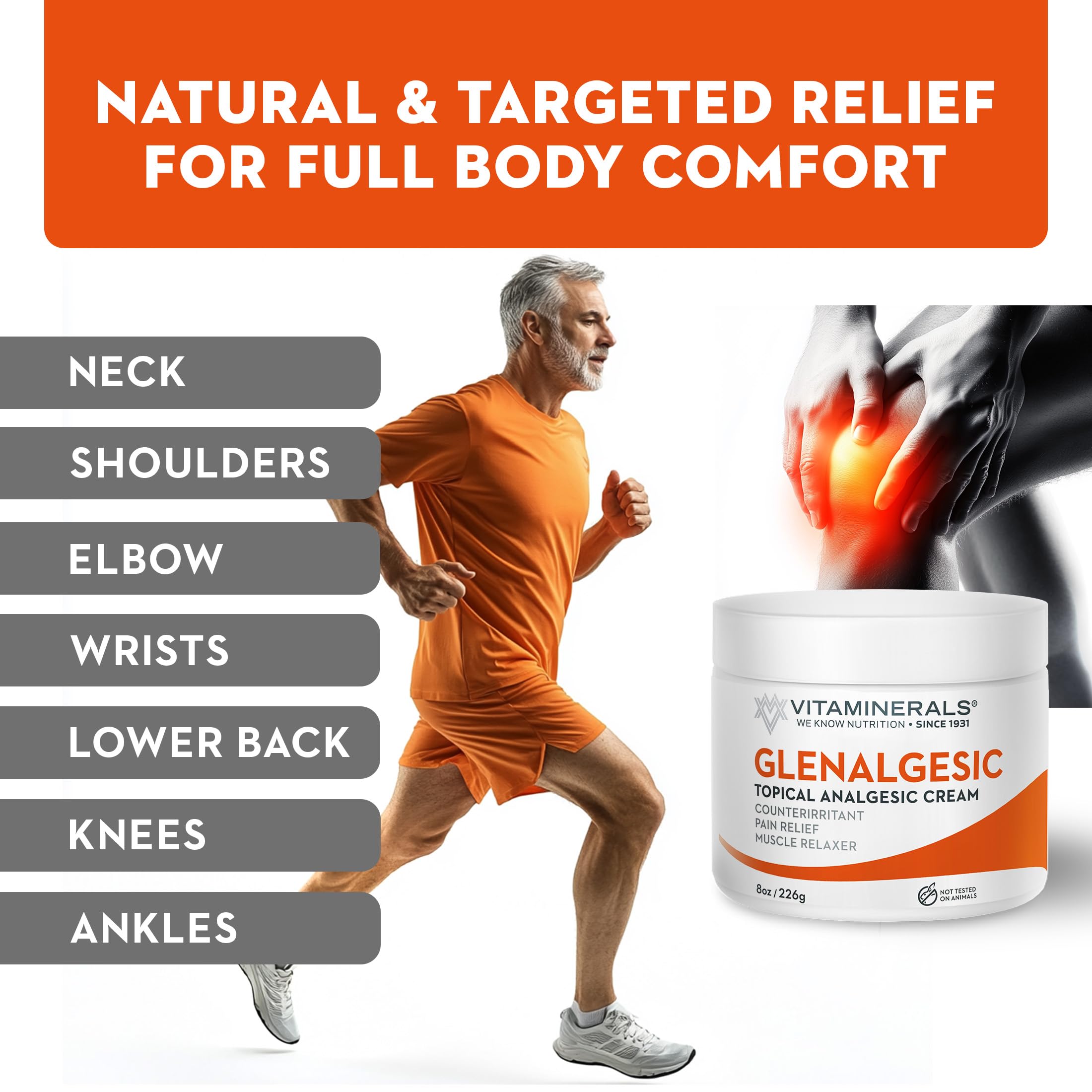 Vitaminerals 171 Glenalgesic® Pain Support Analgesic Balm, Muscle & Joint | Maximum Strength | Menthol | Camphor (8 oz) VitamineralsAu supplements