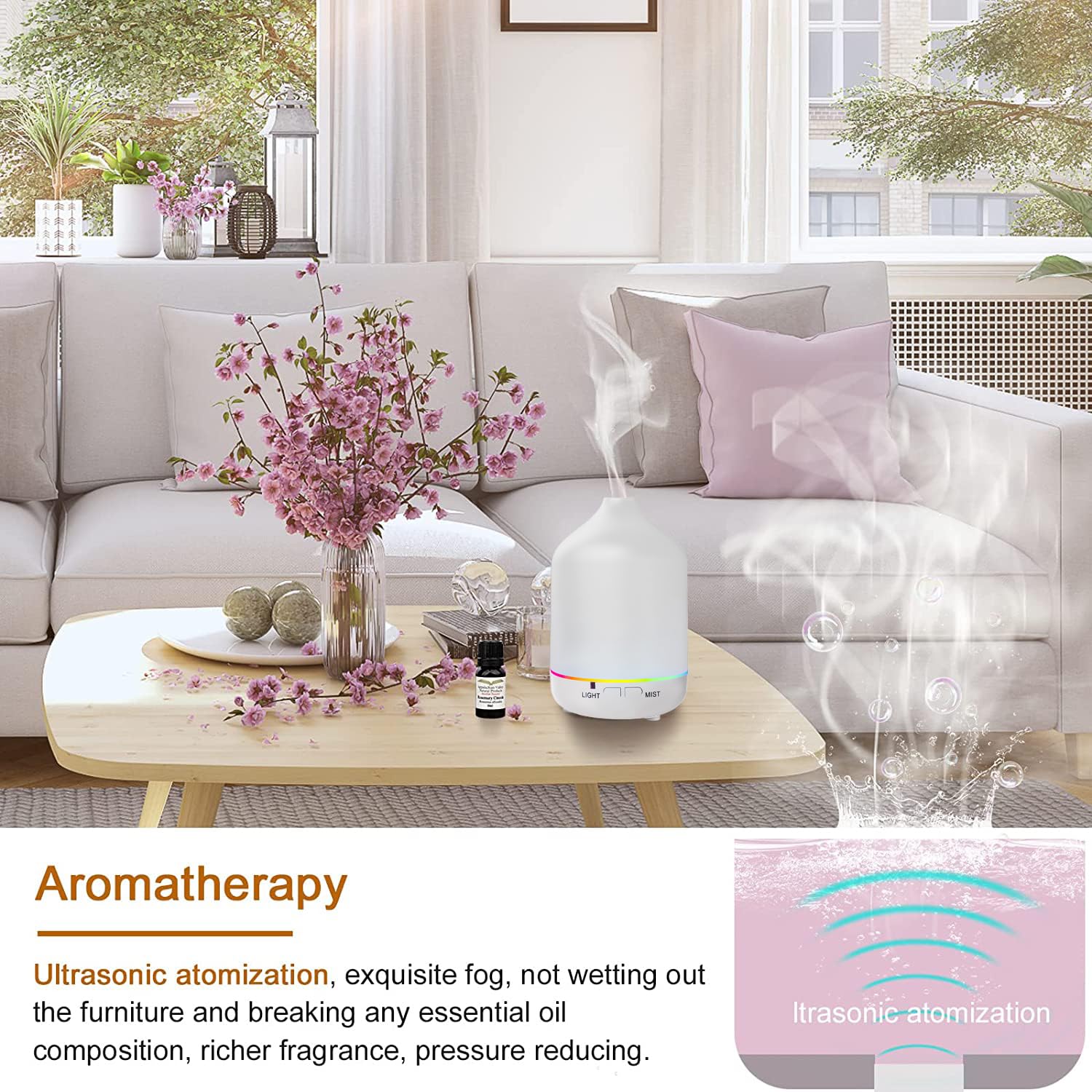 Diffusers 200ml Resin Colorful Essential Oil Diffuser with Adjustable Mist Mode,Auto Off Aroma Diffuser OtheyaAu supplements
