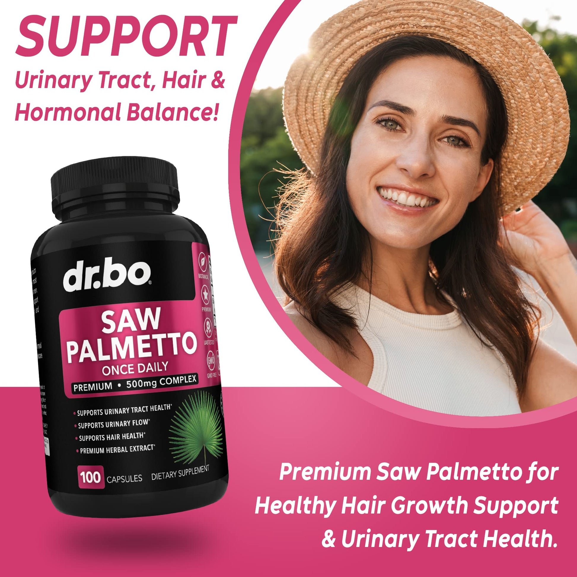 Saw Palmetto for Women Hair Loss - DHT Blocker for Women Hair Growth Plus Bladder DR. BOUS supplements