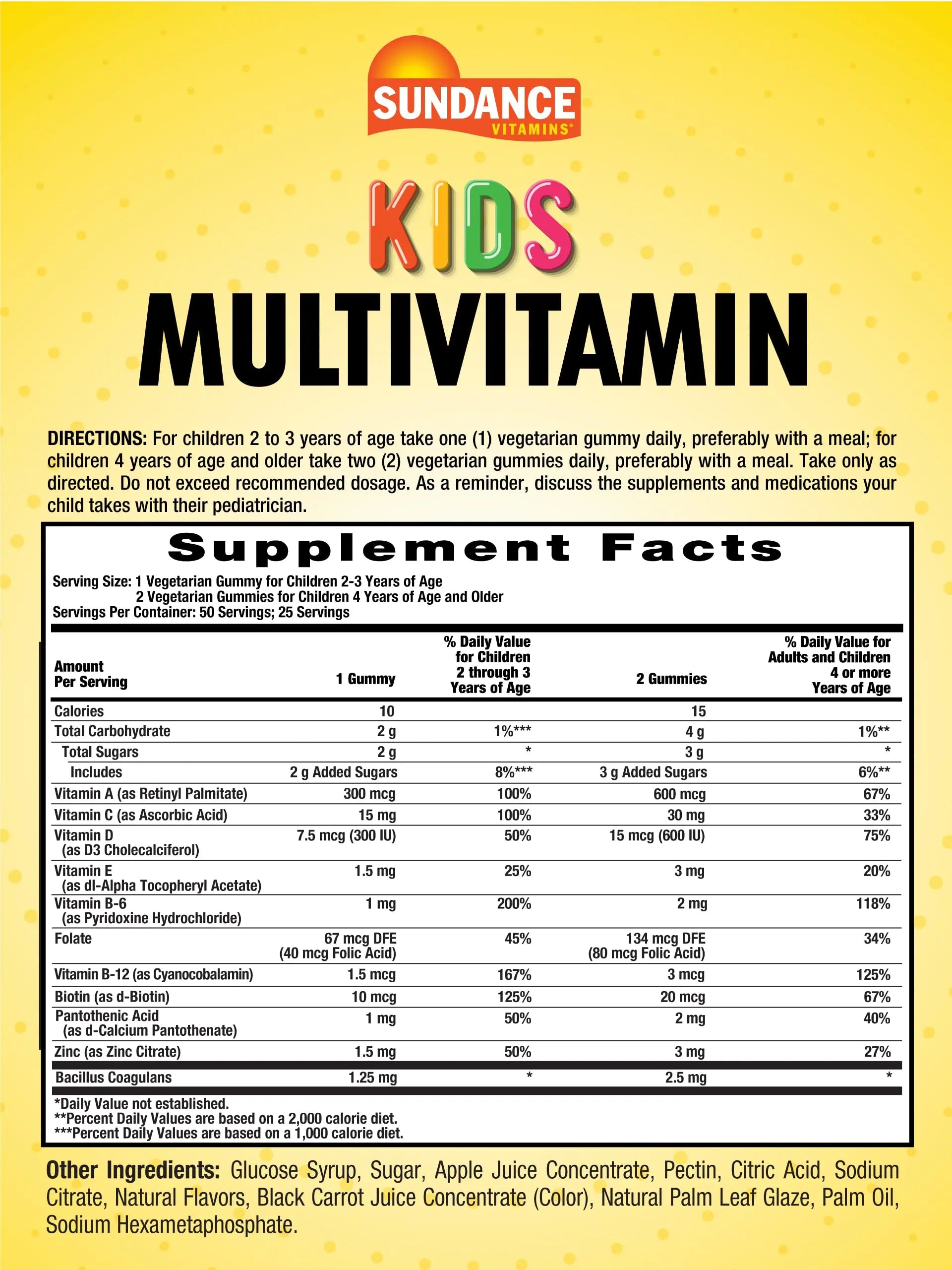 Sundance Kids Multivitamin Gummies | with Vitamins D3, C, B12, and Zinc | 50 Count | Mixed Berry Flavor | SundanceAu supplements