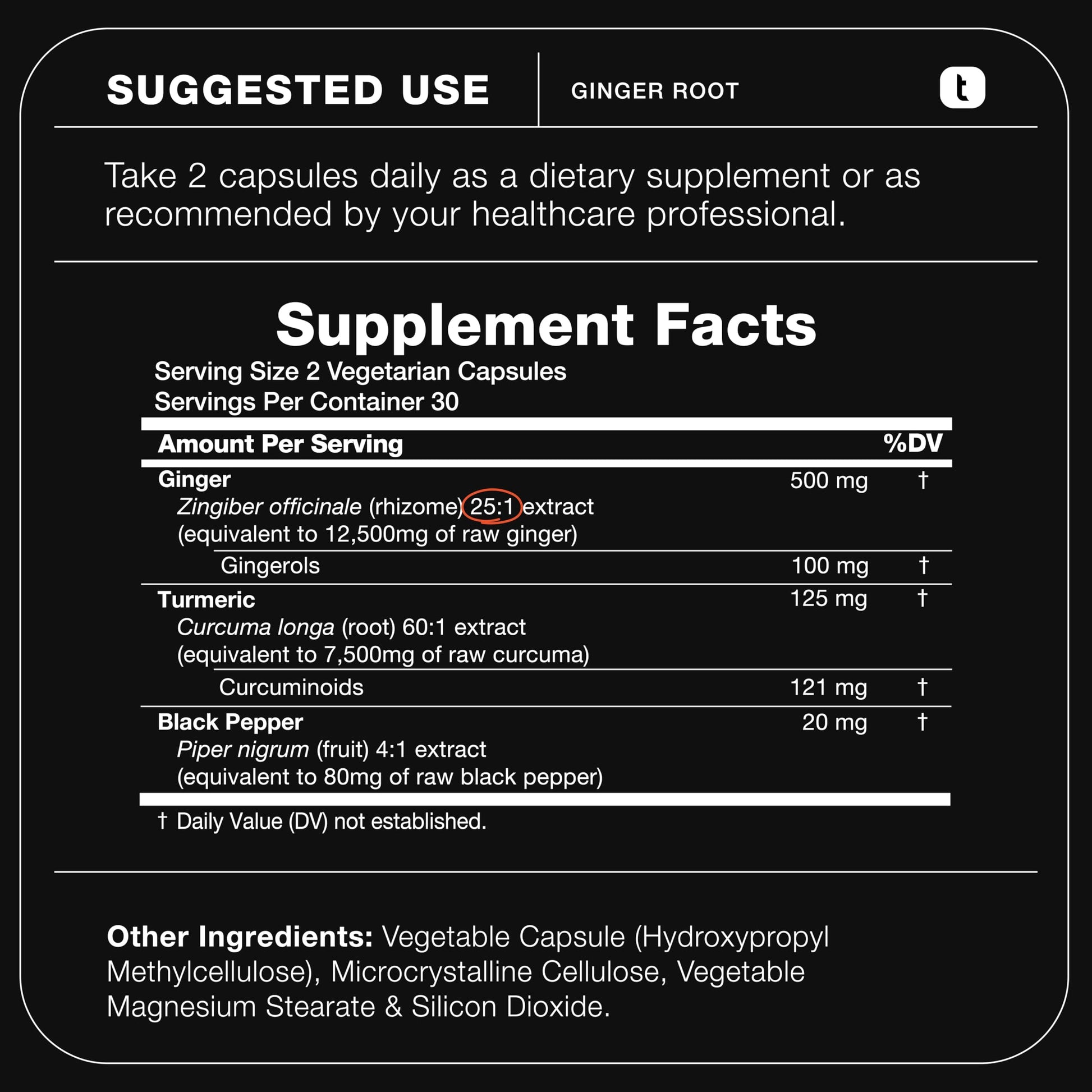Toniiq Ginger Root Capsules – Ultra High Potency 25:1 Extract with 20% Gingerols – with Curcumin & Black Pepper for Synergy – Lab Tested – 60 Capsules ToniiqAu supplements