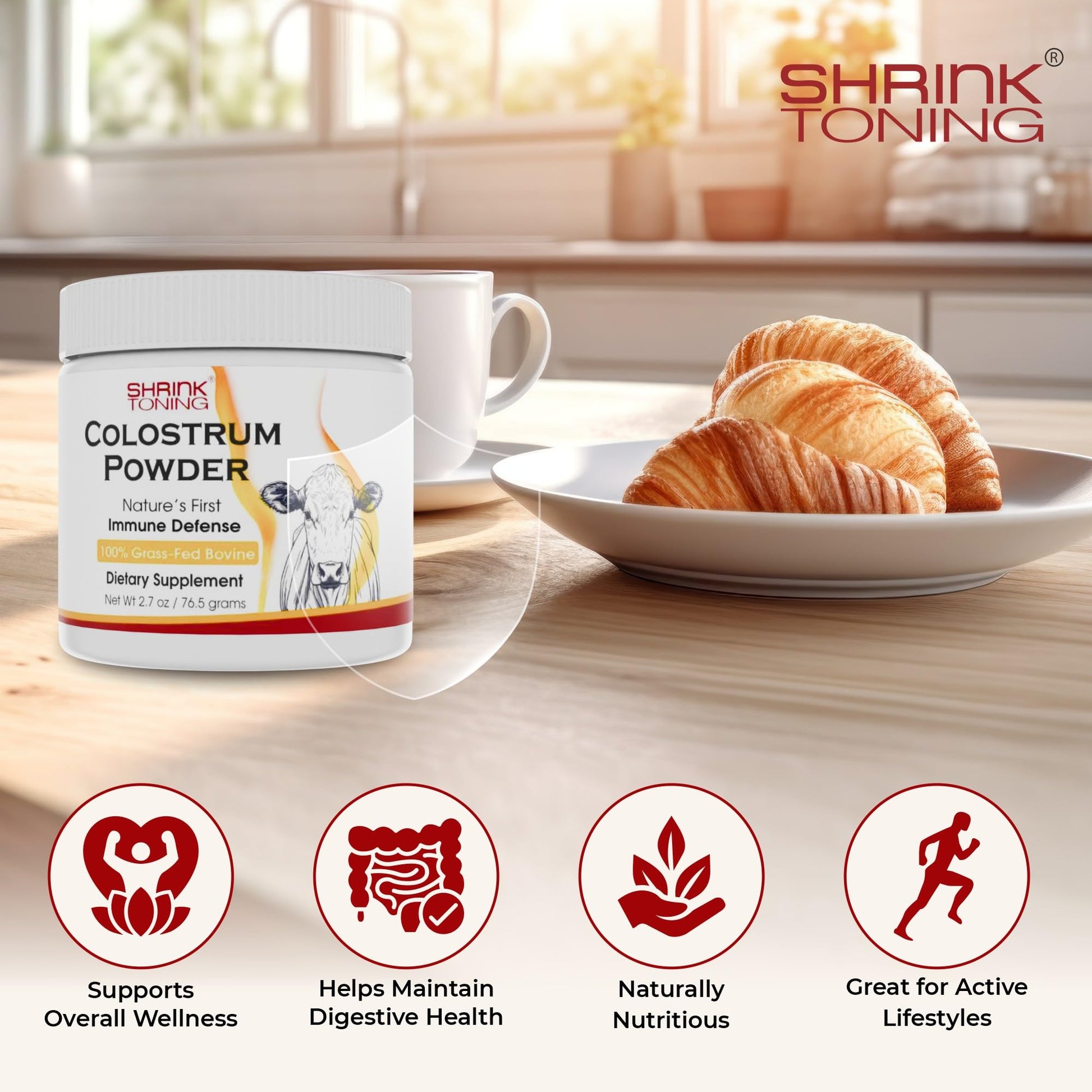 Shrink Colostrum Powder 2.7 oz – Natural Bovine Colostrum Supplement for Overall Health shrinkAu supplements