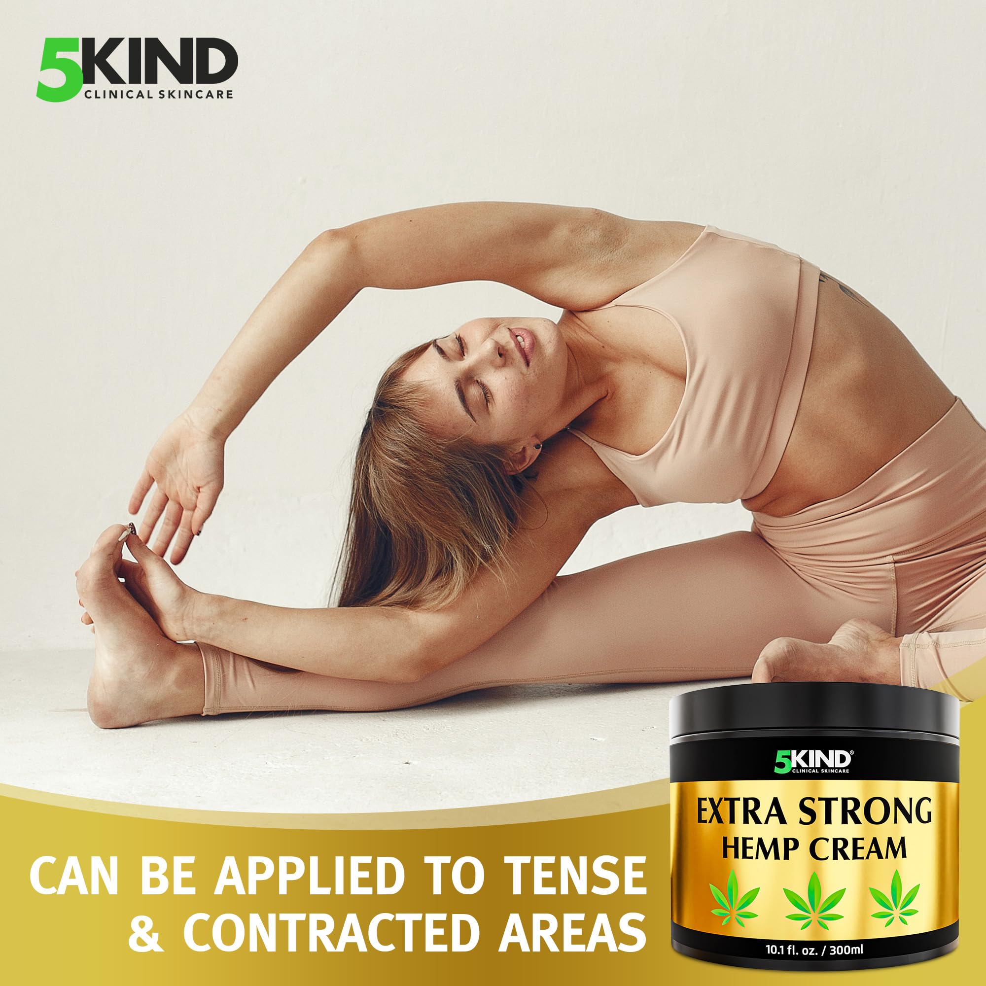 5kind Extra Strong Hemp Cream 10.1 fl oz - Maximum Strength - Natural Topical Cream - Muscle Rub for Lower Back, Joints, Neck, Knees, Shoulders 5kind clinical skincareAu supplements