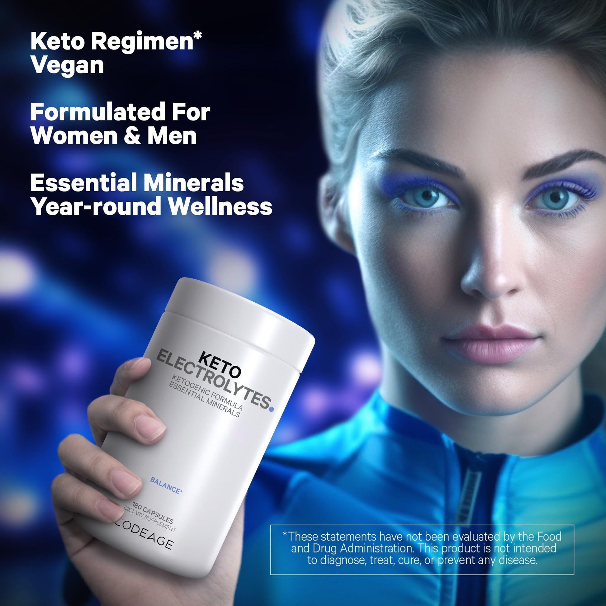 Keto Electrolytes Supplement – Vegan Electrolyte Tablets w Magnesium, Potassium CodeageUS supplements