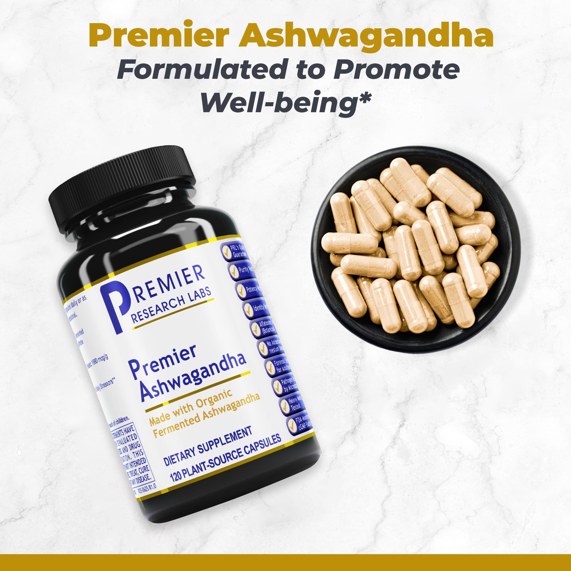Premier Research Labs Premier Ashwagandha - Pure Supplement for Women & Men with Organic Ashwagandha Root, Herbal Pills for Stress & Sleep Support, Fermented for Absorption - 120 Plant-Based Capsules Premier Research LabsAu supplements