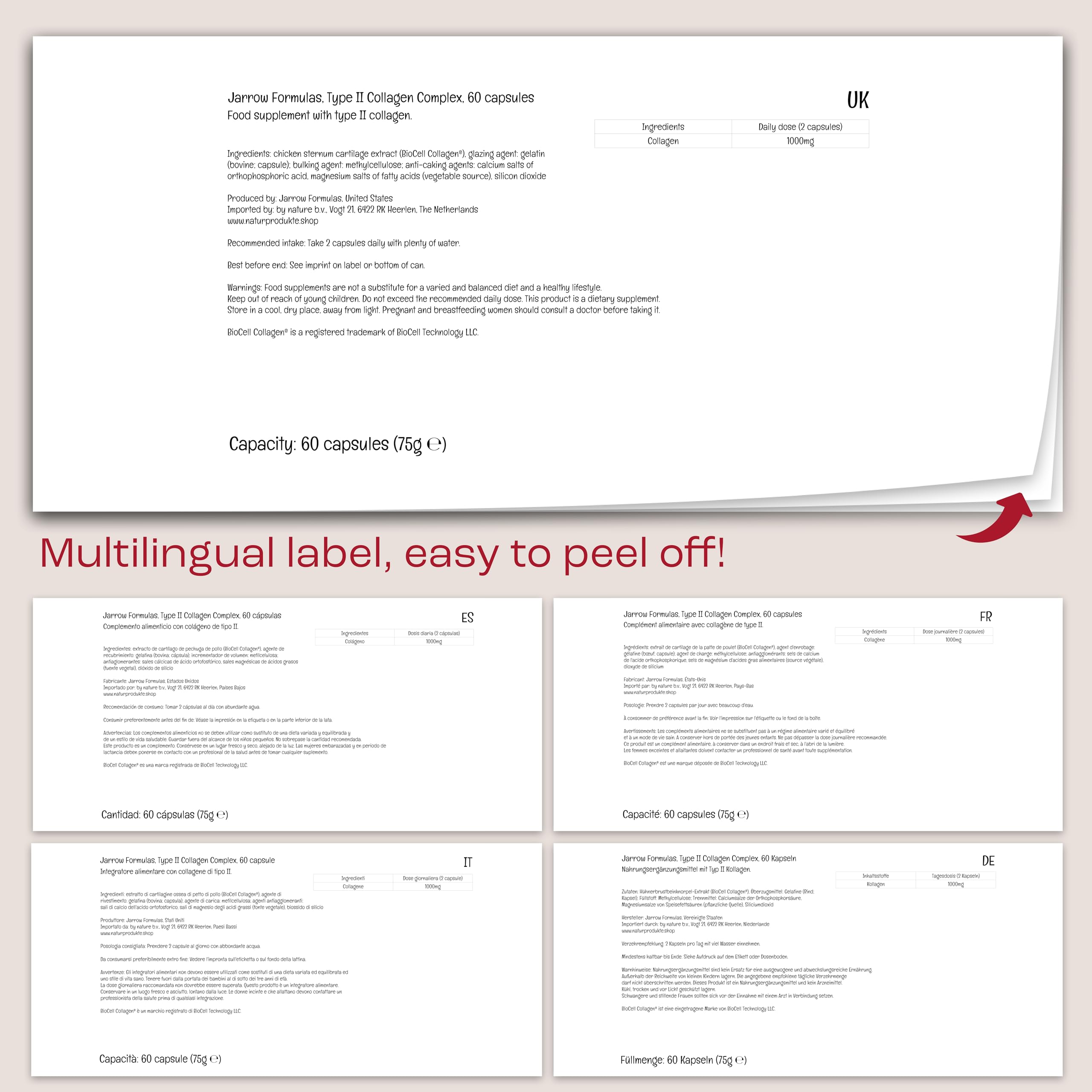 Jarrow Formulas, Type II Collagen Complex (Type 2 Collagen), 60 Capsules Jarrow FormulasAu supplements