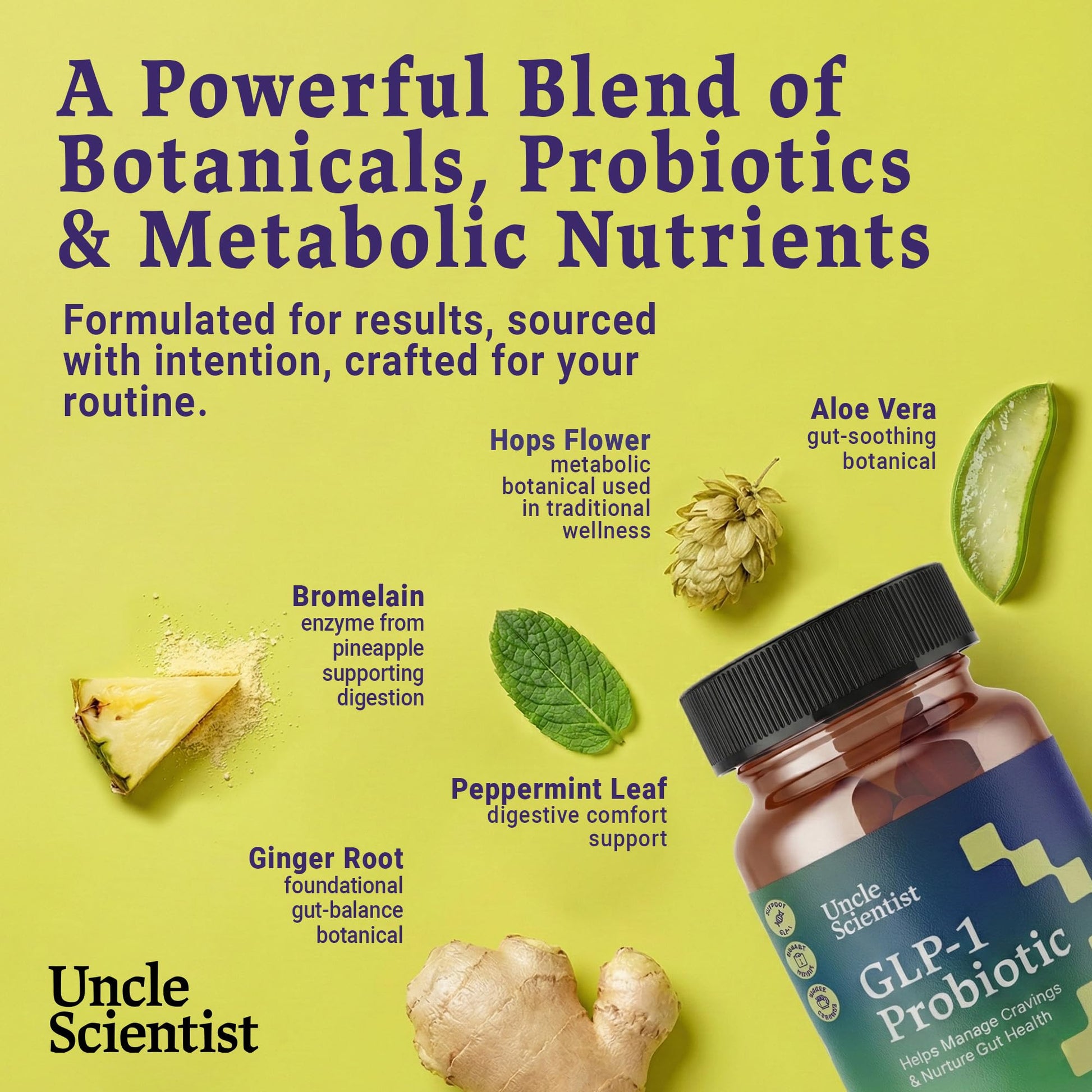 Uncle Scientist GLP-1 Probiotic Dietary Supplement, Supports Healthy Appetite and Metabolic Function - Chromium, Green Tea, Cinnamon, Probiotics & Herbal Blend, 60 Capsules (30-Day Supply) Uncle ScientistAu supplements