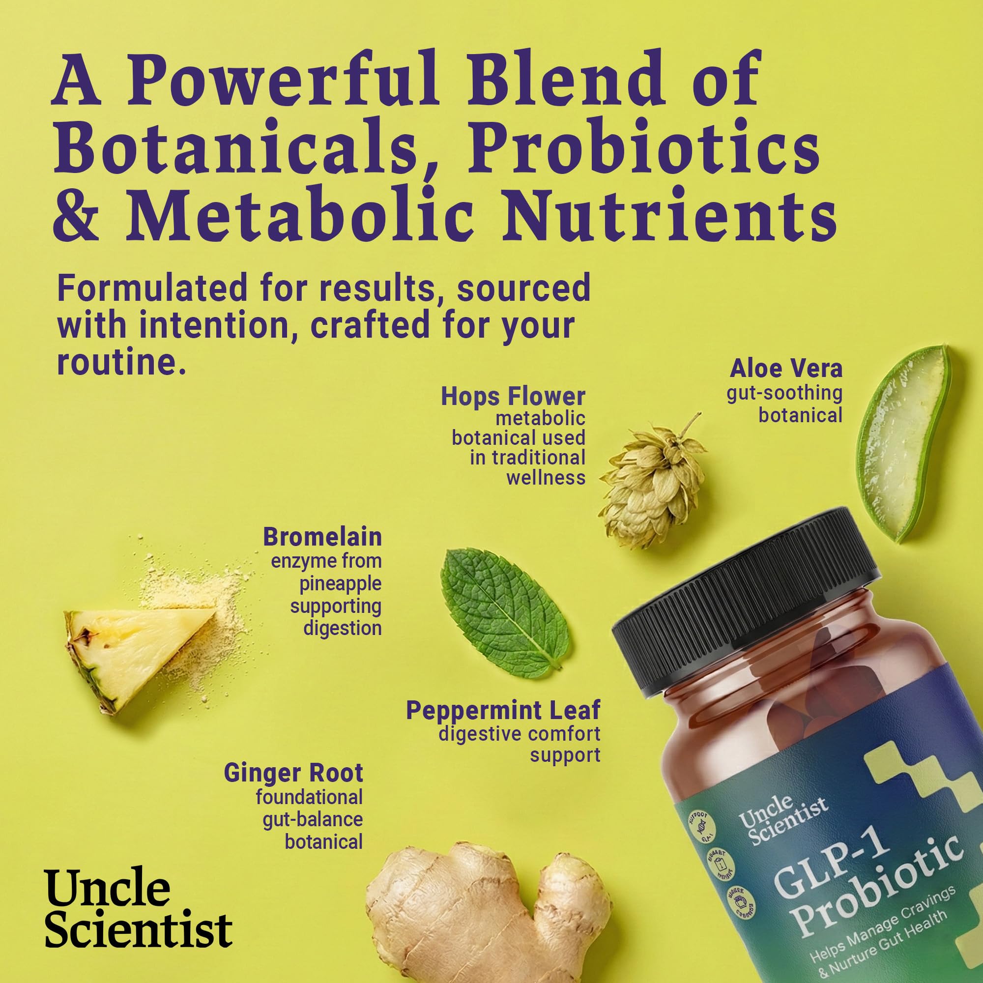 Uncle Scientist GLP-1 Probiotic Dietary Supplement, Supports Healthy Appetite and Metabolic Function - Chromium, Green Tea, Cinnamon, Probiotics & Herbal Blend, 60 Capsules (30-Day Supply) Uncle ScientistAu supplements