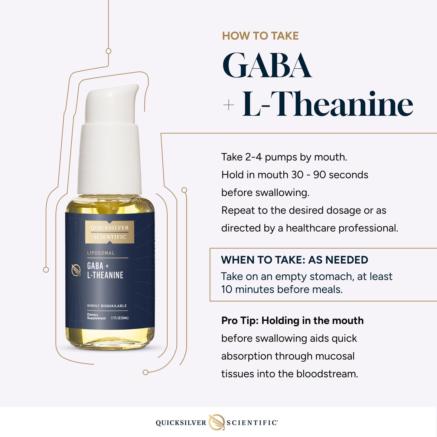 Quicksilver Scientific Liposomal GABA + L Theanine - Calm, Stress Response & Brain Support - Bioavailable GABA Supplement with L Theanine 100mg (1.7oz/50ml) Quicksilver ScientificUS supplements