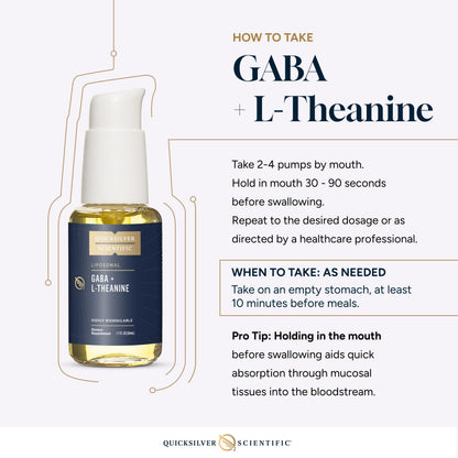Quicksilver Scientific Liposomal GABA + L Theanine - Calm, Stress Response & Brain Support - Bioavailable GABA Supplement with L Theanine 100mg (1.7oz/50ml) Quicksilver ScientificUS supplements