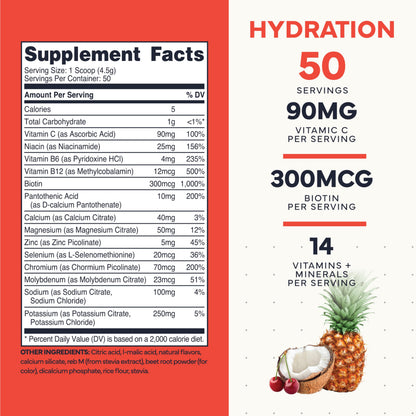 Type Zero Clean Electrolytes Hydration Powder Drink Mix + 14 Essential Vitamins & Minerals - Sugar Free, Zero Artificial Ingredients - Fruit Punch, 50 Servings Type ZeroUS supplements
