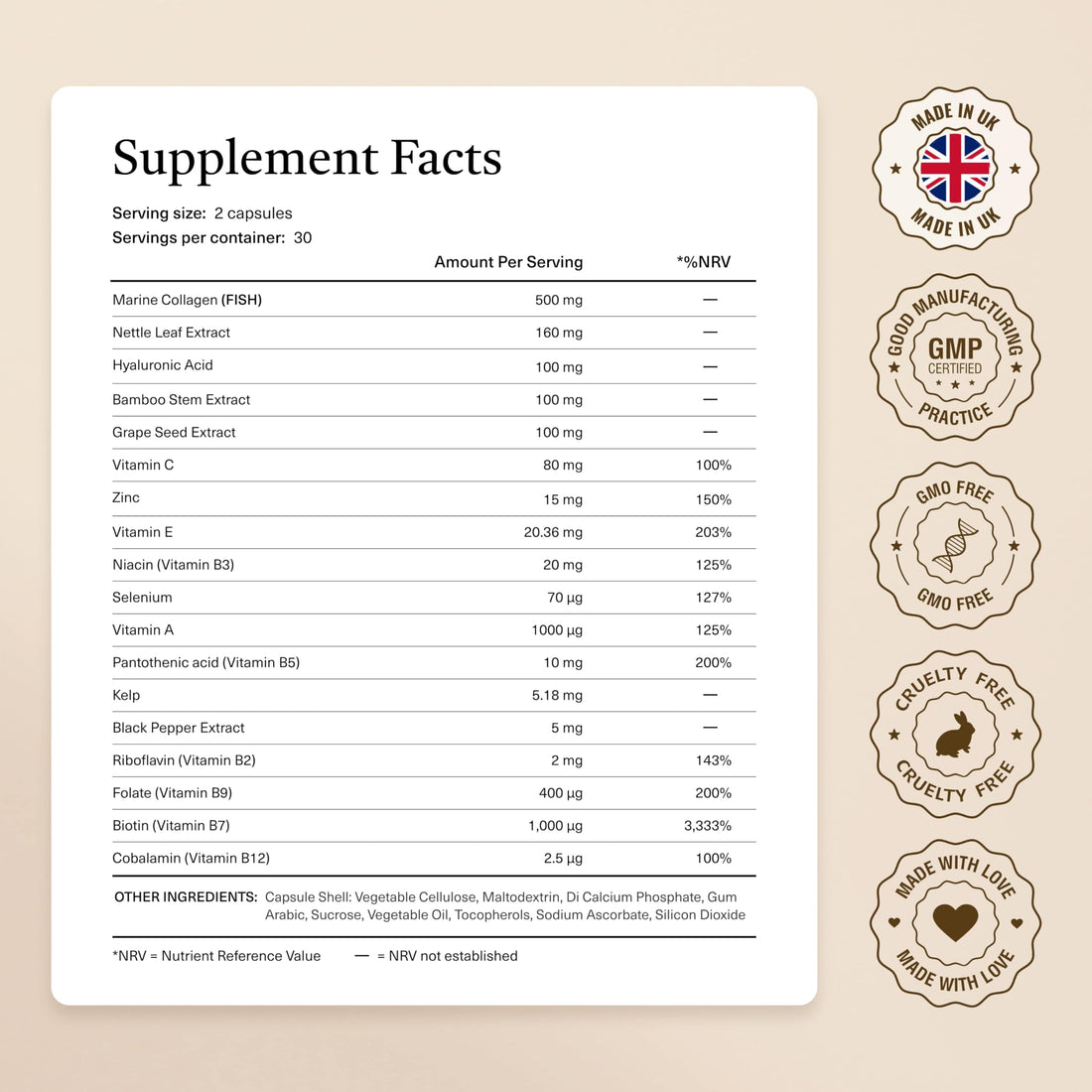 18-in-1 Hair Growth Supplement | Collagen, Hyaluronic Acid, Nettle, Silica, Biotin, Grape Seed Extract, Bamboo | Stronger, Thicker, Longer Hair – Supports Hair Volume, Shine, Scalp & Nail Health kaileaAu supplements
