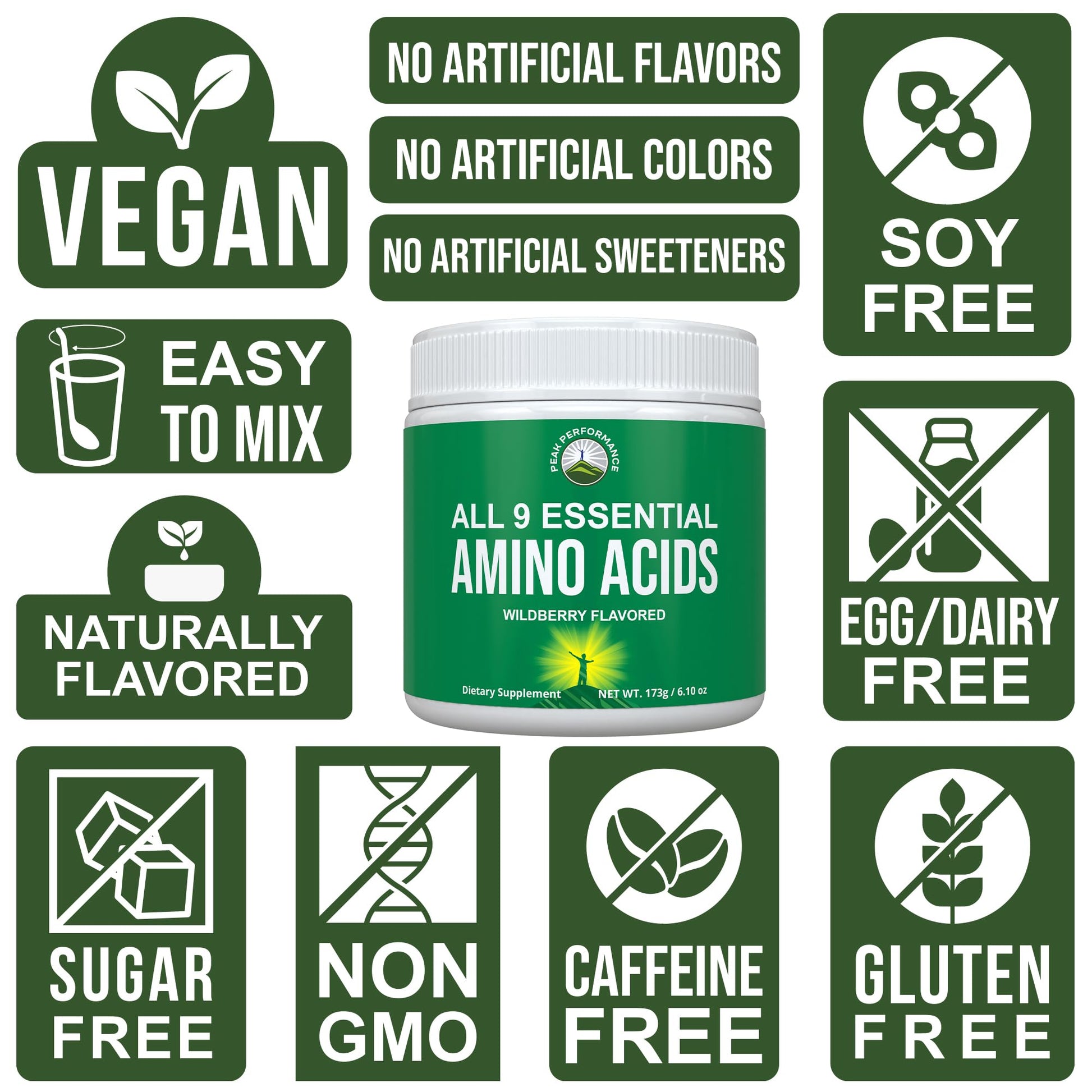 All 9 Essential Amino Acids Powder. Pre + During + Post Workout with EAAs + BCAAs for Energy, Muscle Growth, and Recovery. Non-GMO BCAA and EAA Powders for Men + Women. 3rd Party Tested. Wildberry Peak PerformanceAu supplements