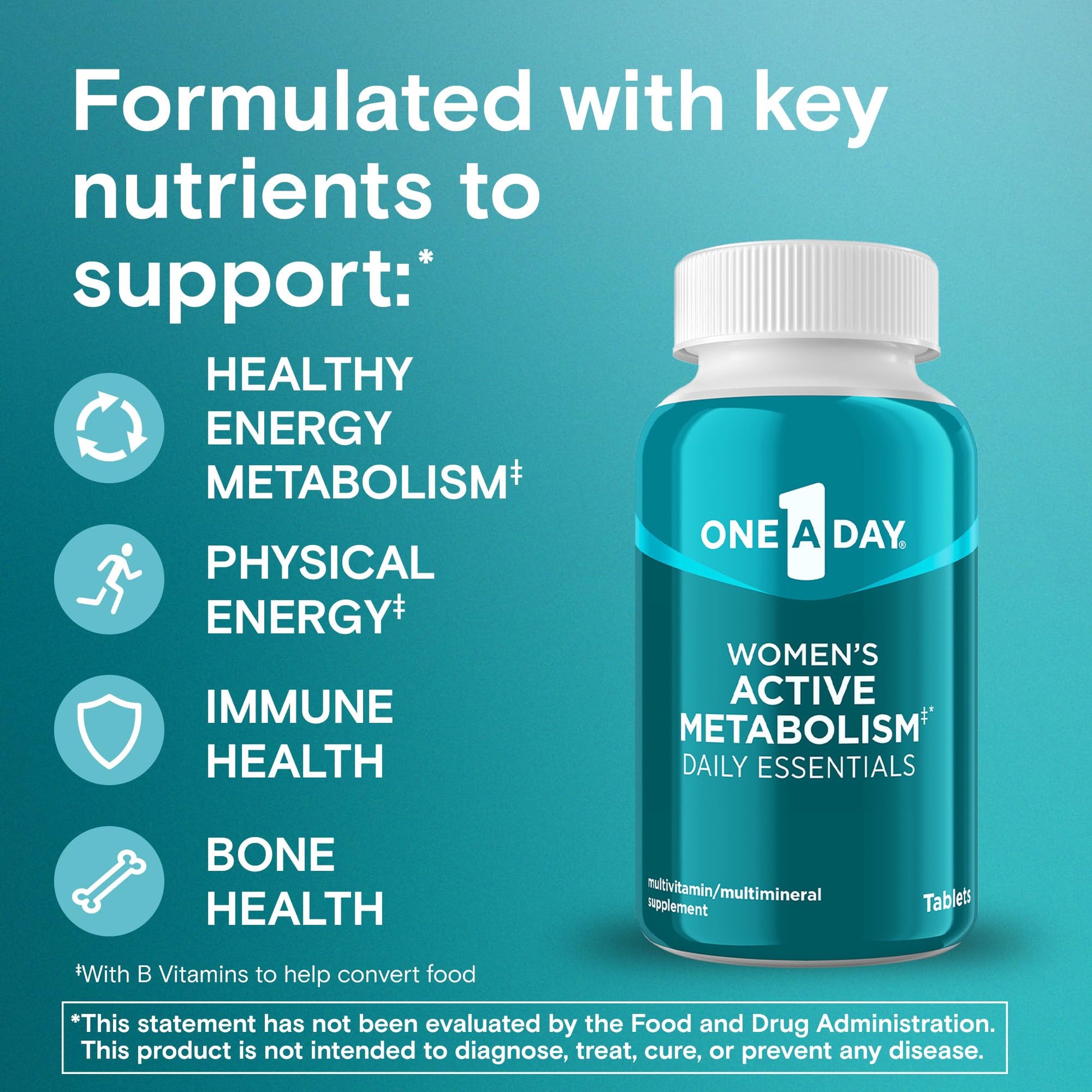 One A Day Women's Active Metabolism Daily Essential, Multivitamin for Women, Metabolism Support, Vitamins for Women with All 8 B-Vitamins, Vitamin D, Magnesium & More,120 Count ONE A DAYAu supplements